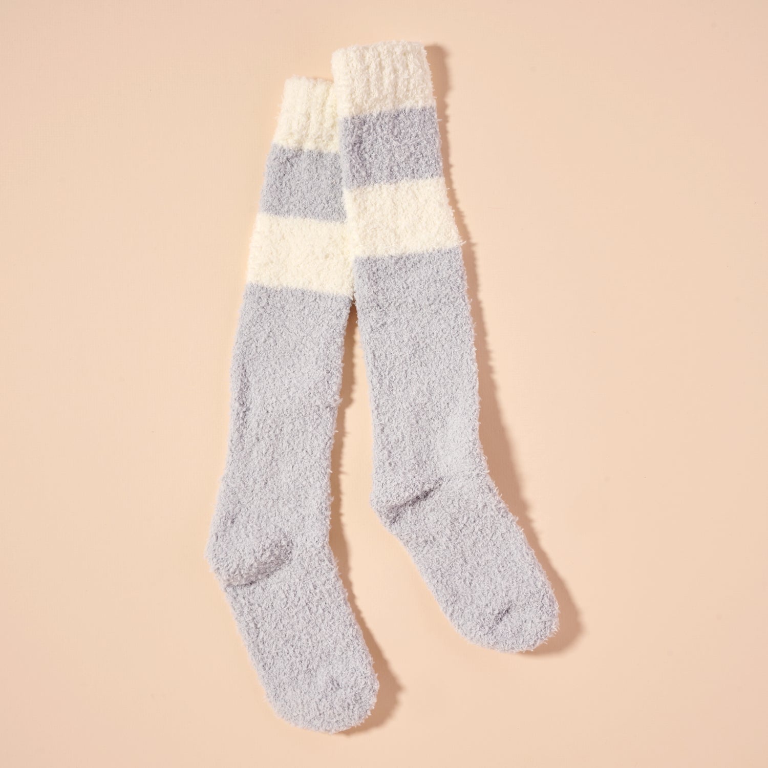 Colorblock Fuzzy Over-the-Knee Socks – Soft Tones