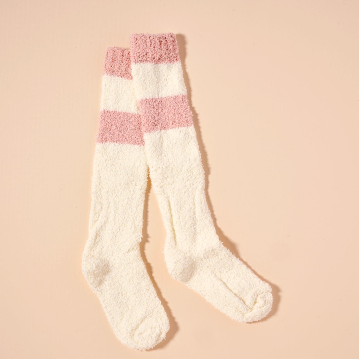 Colorblock Fuzzy Over-the-Knee Socks – Soft Tones