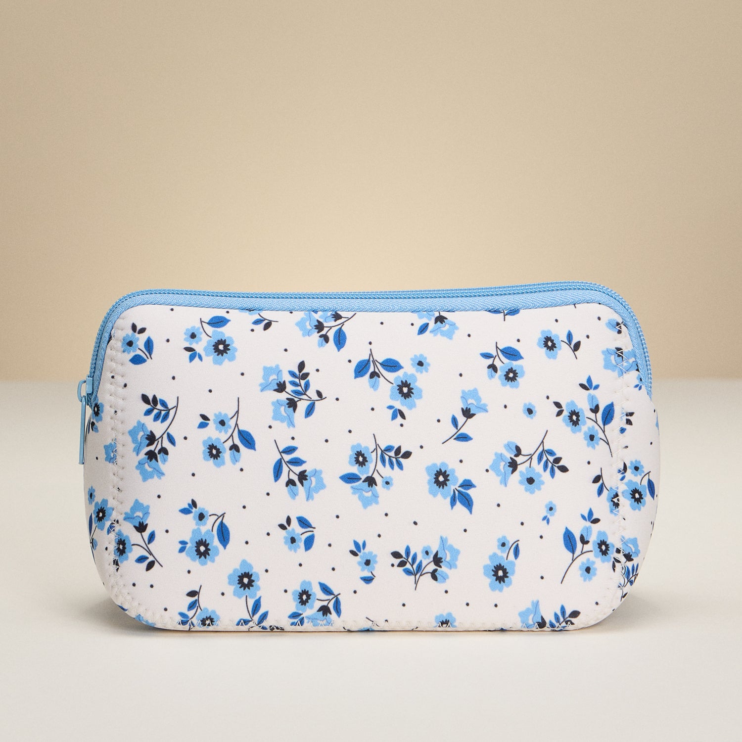 Refined Blue Floral Neoprene Pouch