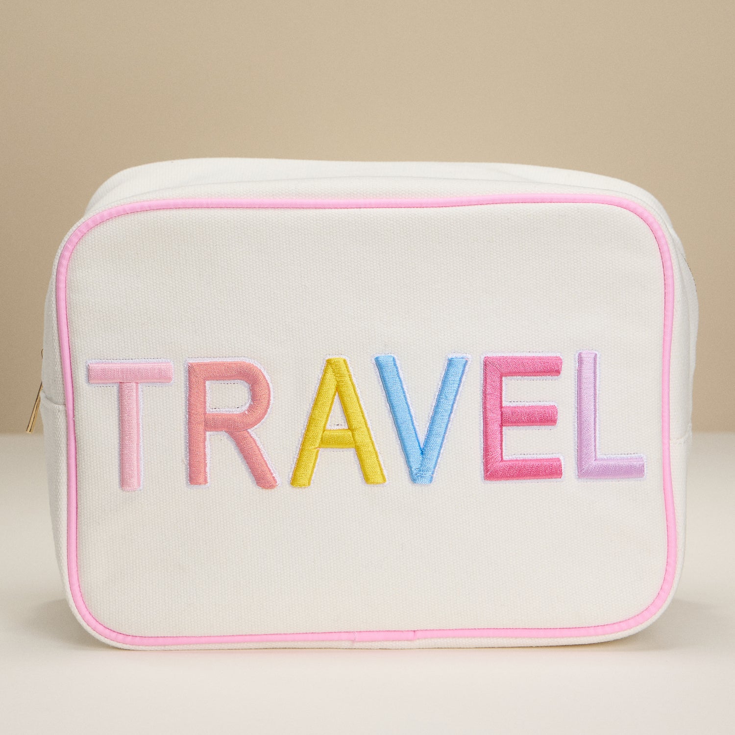 Refined Canvas Travel Bag with Rainbow Script