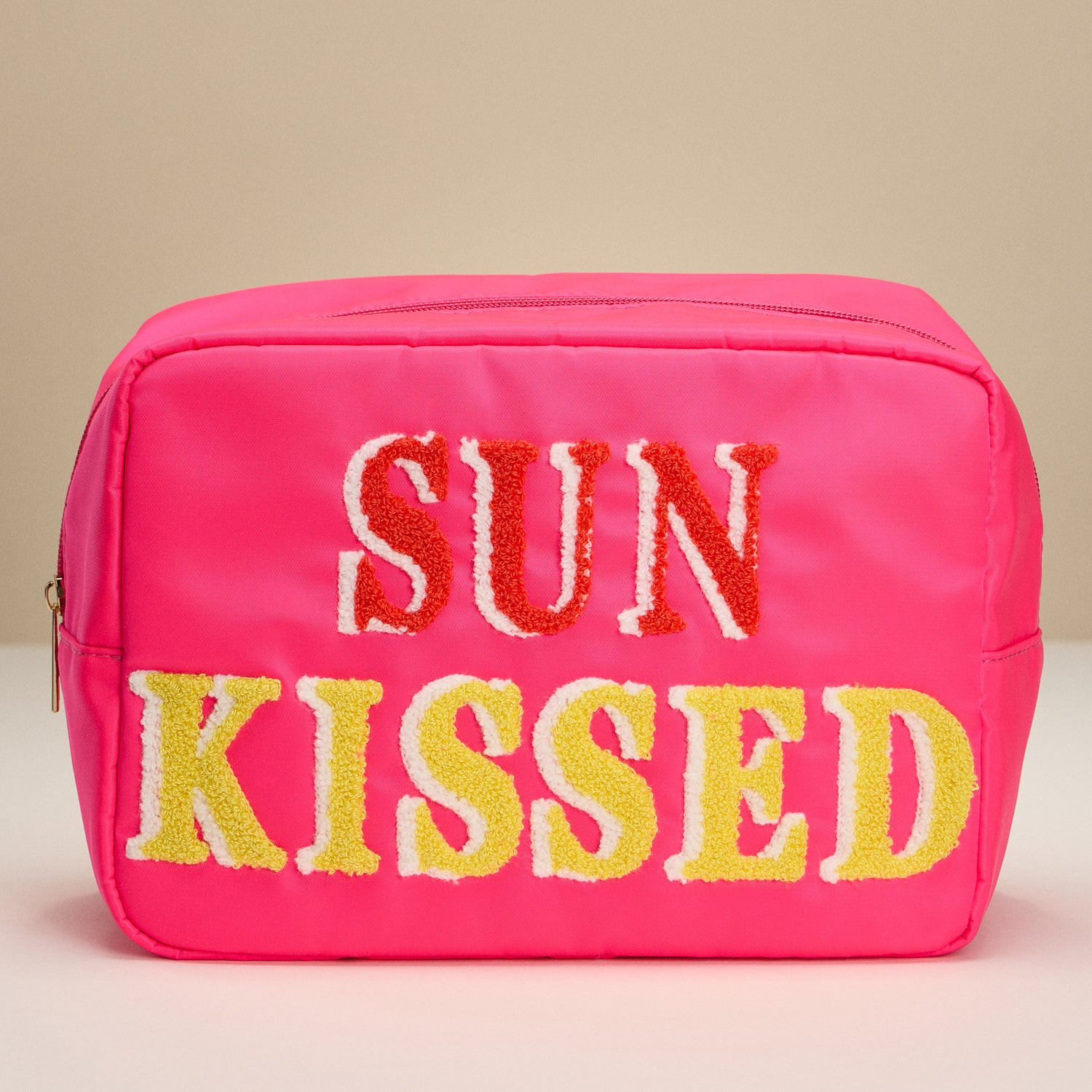Nylon Beach Pouch with Fabric Letters