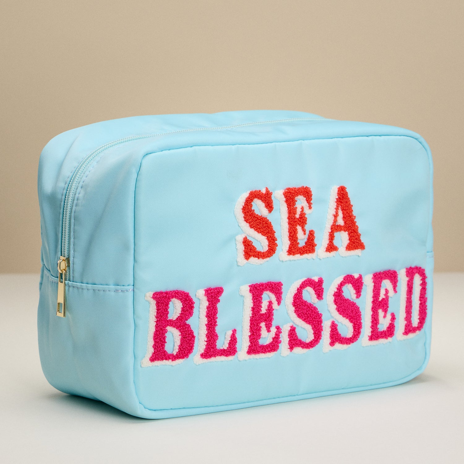 Nylon Beach Pouch with Fabric Letters