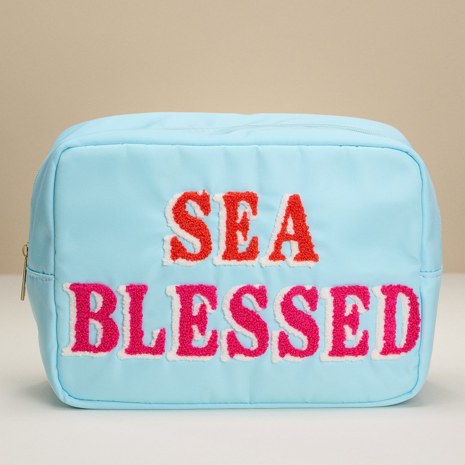 Nylon Beach Pouch with Fabric Letters