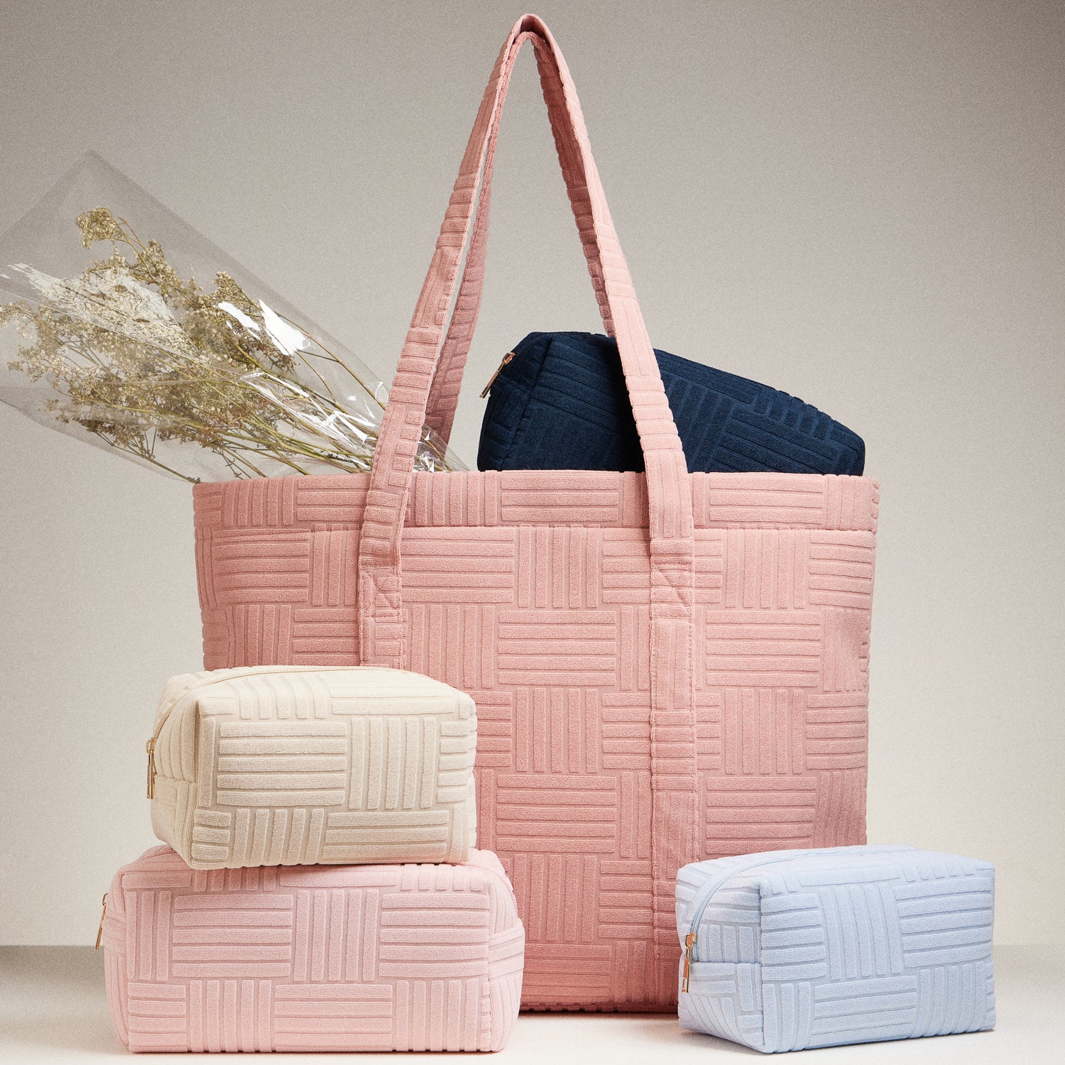 Quilted Polyester Tote Bag with Long Handles