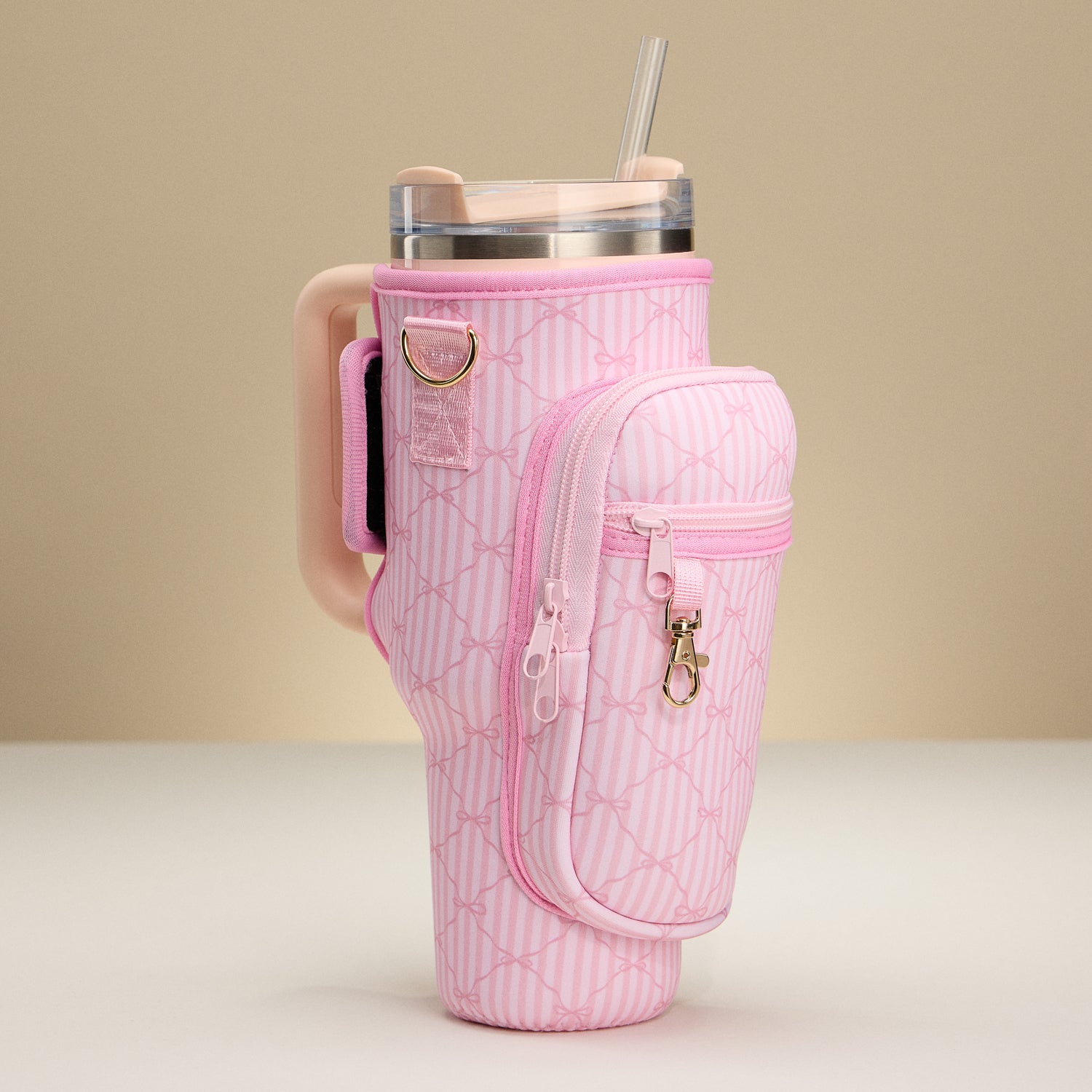 Refined Pink Neoprene Tumbler Carrier