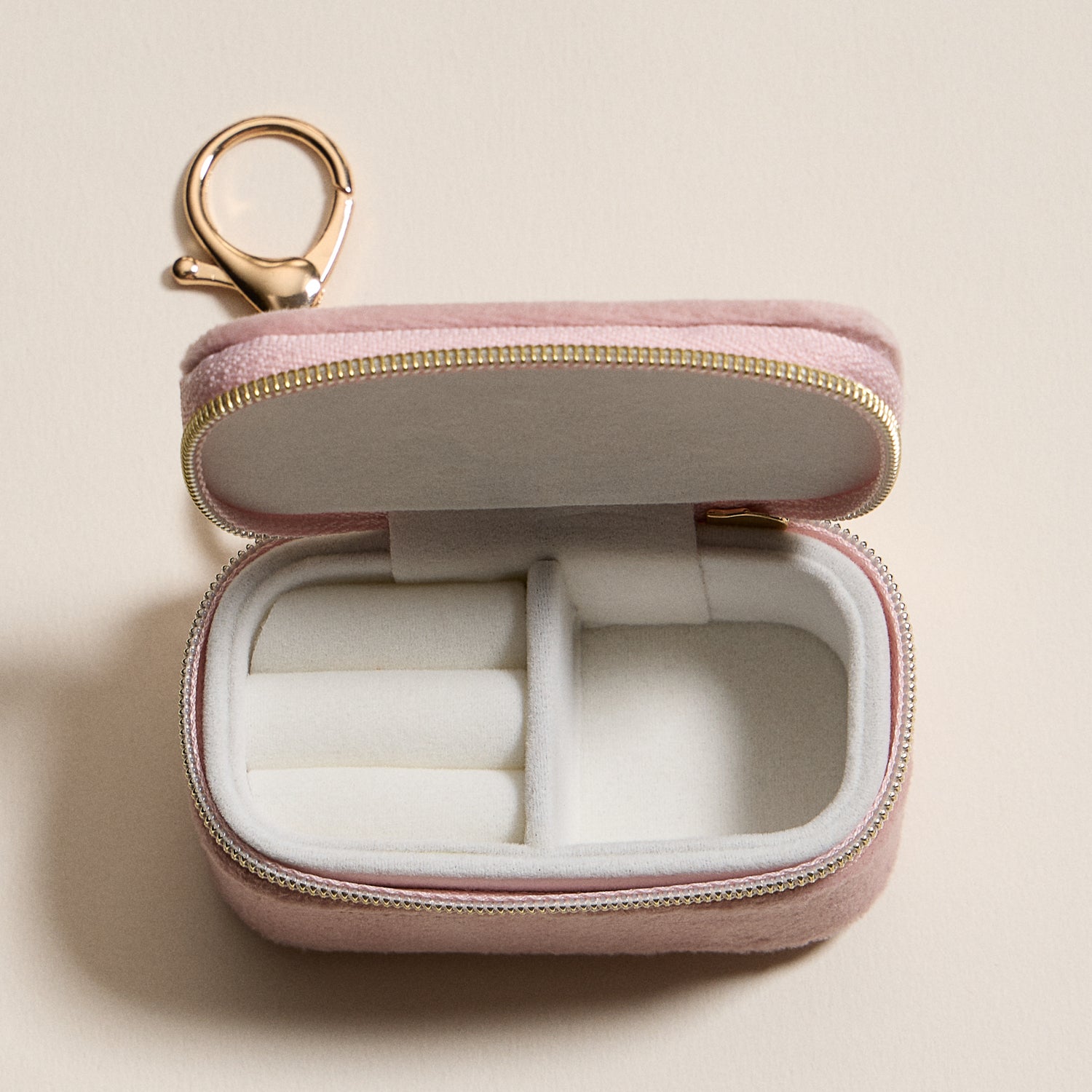 Mini Jewelry Travel Case with Keychain – Pink Velvet “Blessed” Design