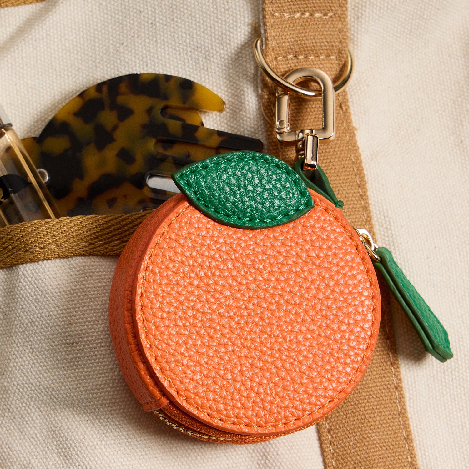 Citrus Orange Handbag Accent with Sleek Keychain Clasp