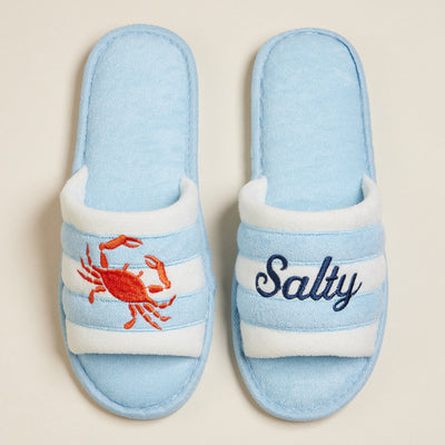 Salty Crab Embroidered Terry Slippers for Christmas Gift