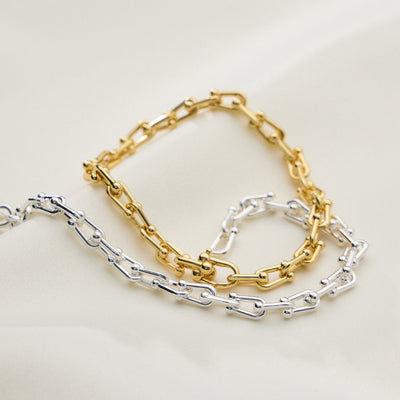 Bold Sculpted Chain Link Bracelet