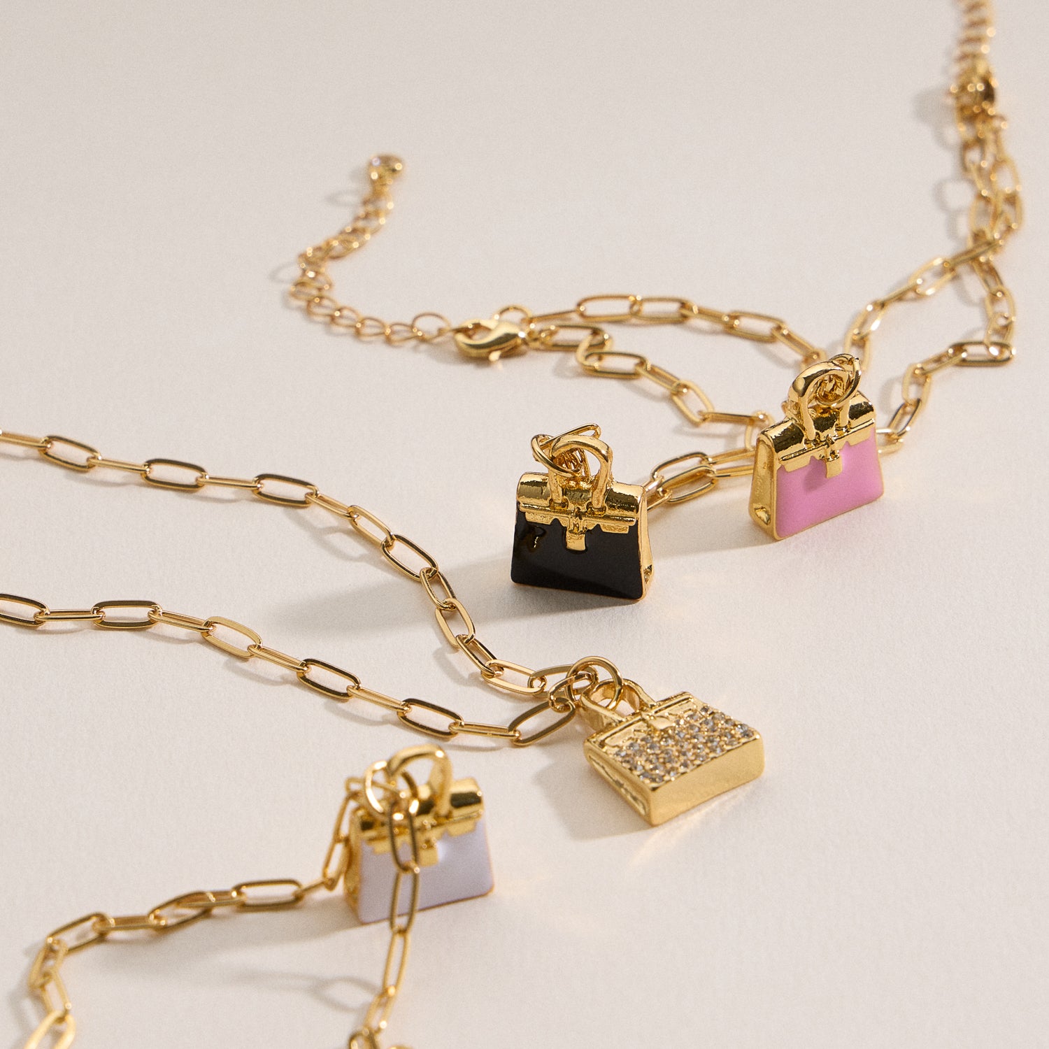 Adjustable Gold Chain Bracelet with Mini Purse Charm