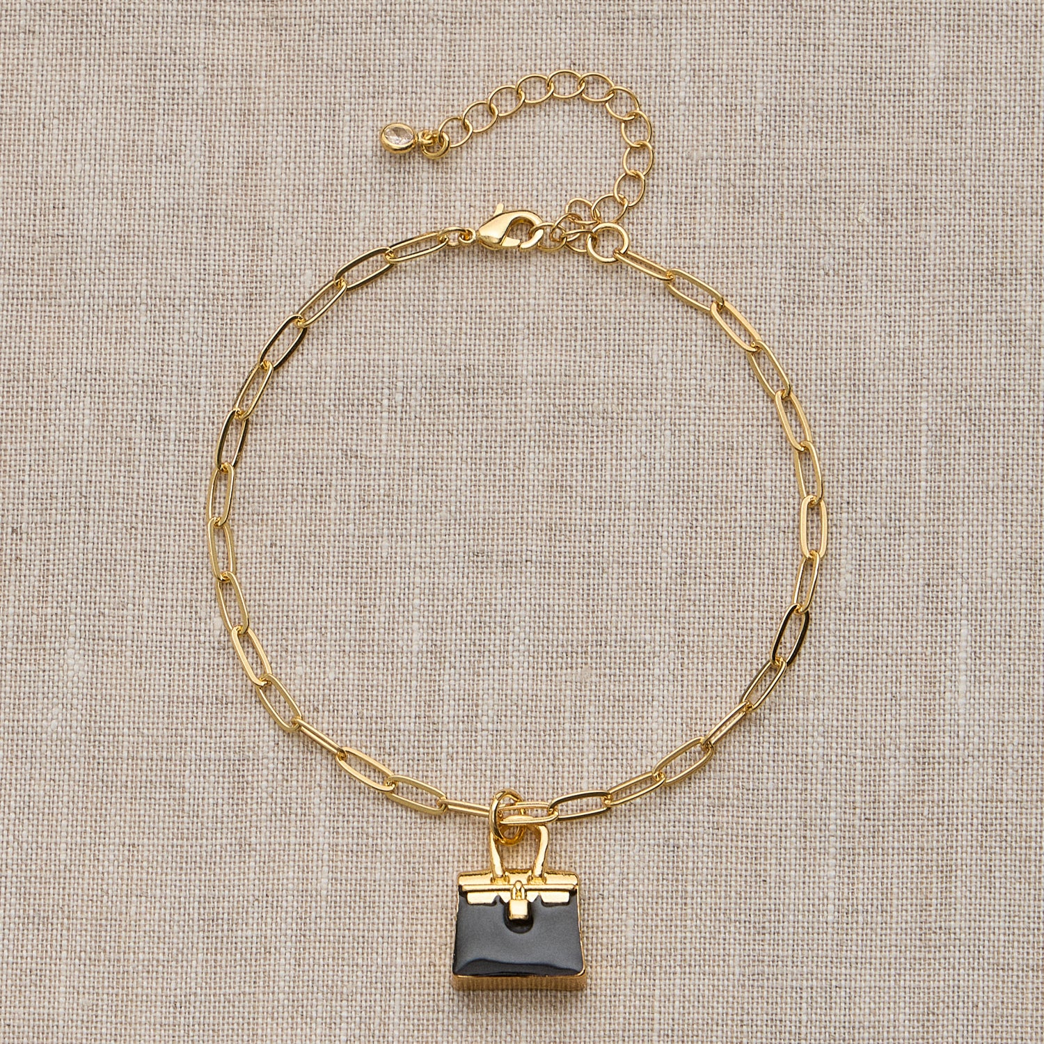 Gold Chain Bracelet with Petite Purse Charm – Adjustable Fit