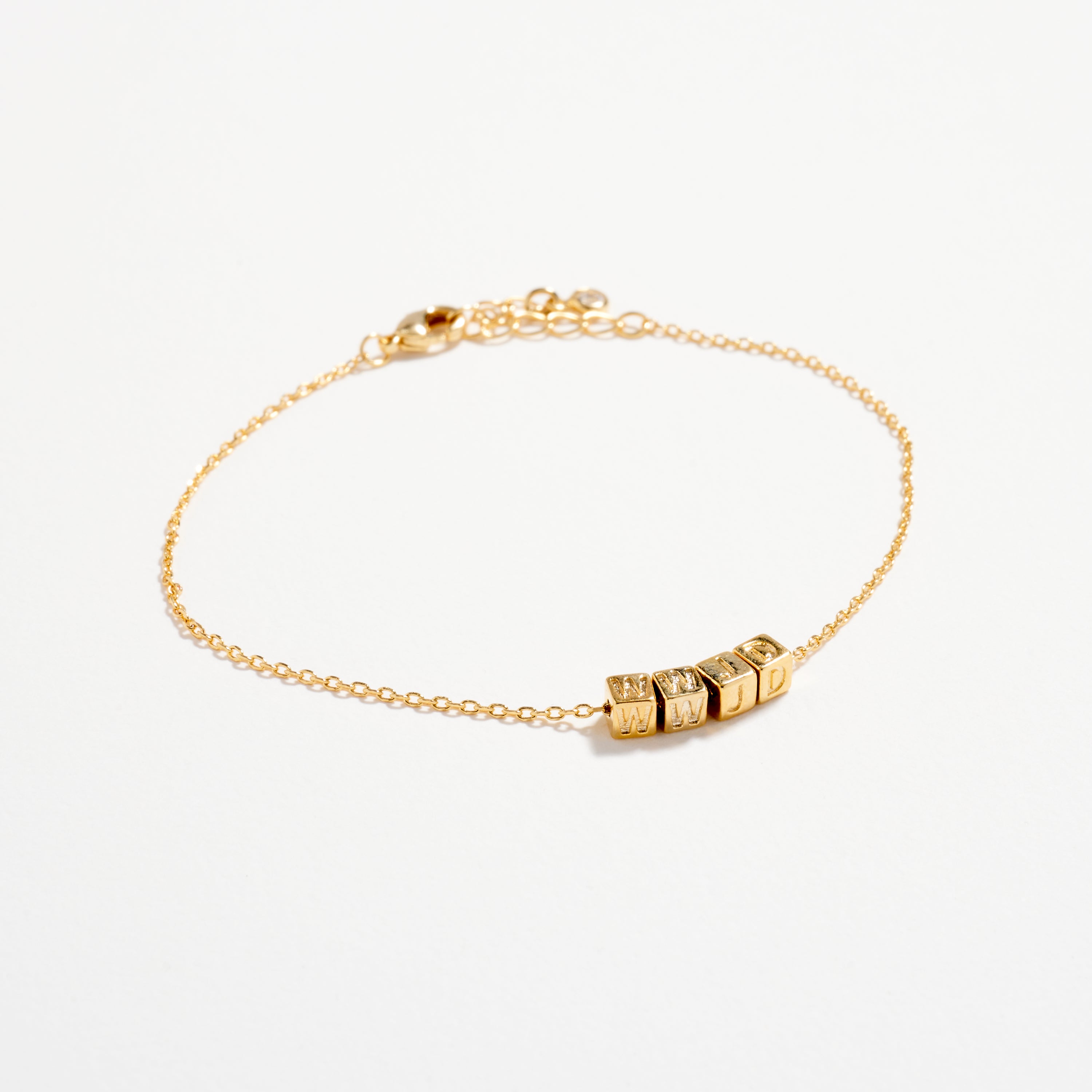 Gold WWJD Bracelet – Inspirational Letter Chain