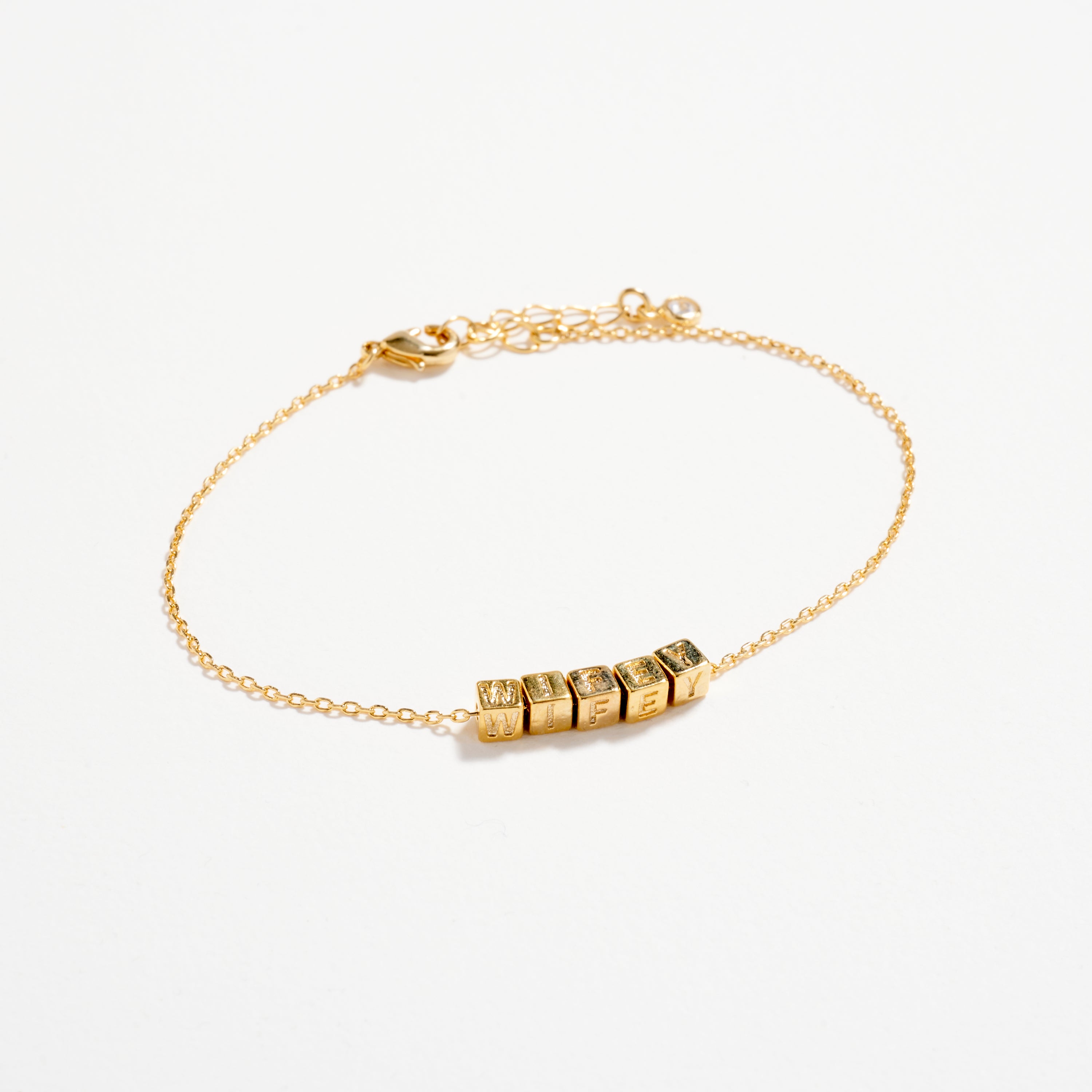 Gold Dipped Wifey' Personalized Letter Beaded Chain  Bracelet