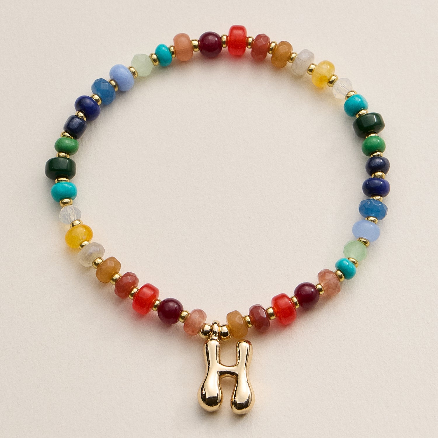 Assorted Colorful Beaded Initial Bracelet – Set of 16 Letters