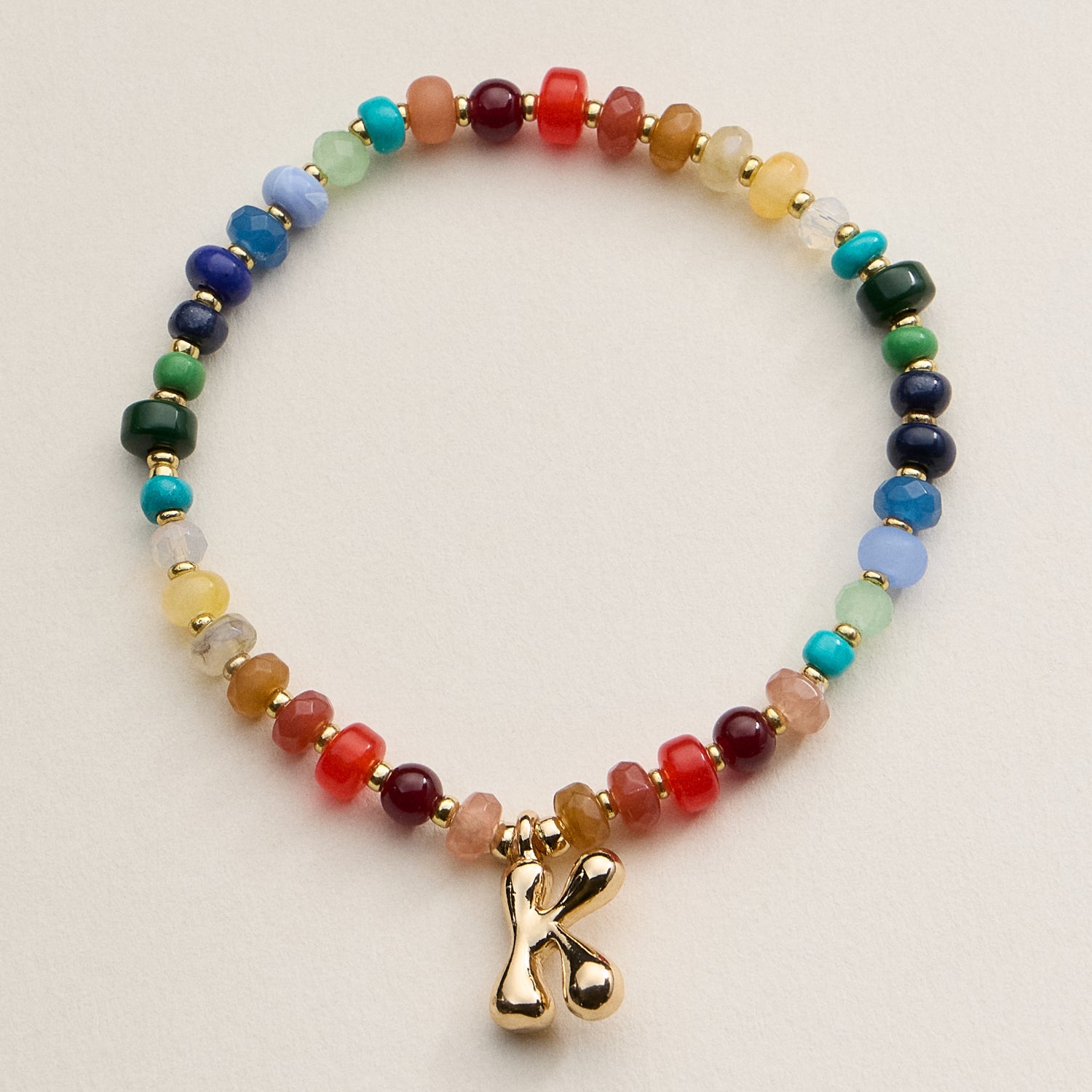 Assorted Colorful Beaded Initial Bracelet – Set of 16 Letters