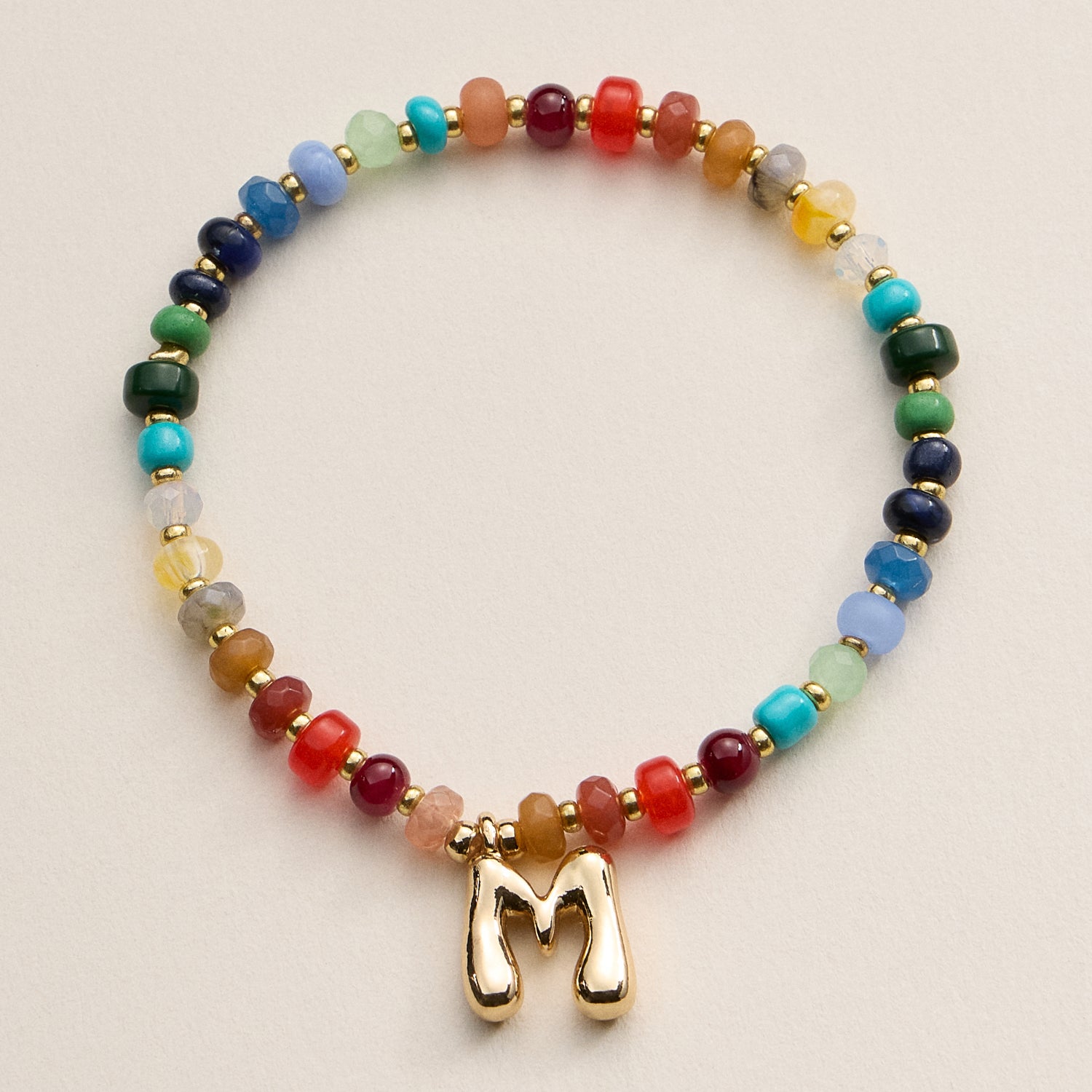 Assorted Colorful Beaded Initial Bracelet – Set of 16 Letters