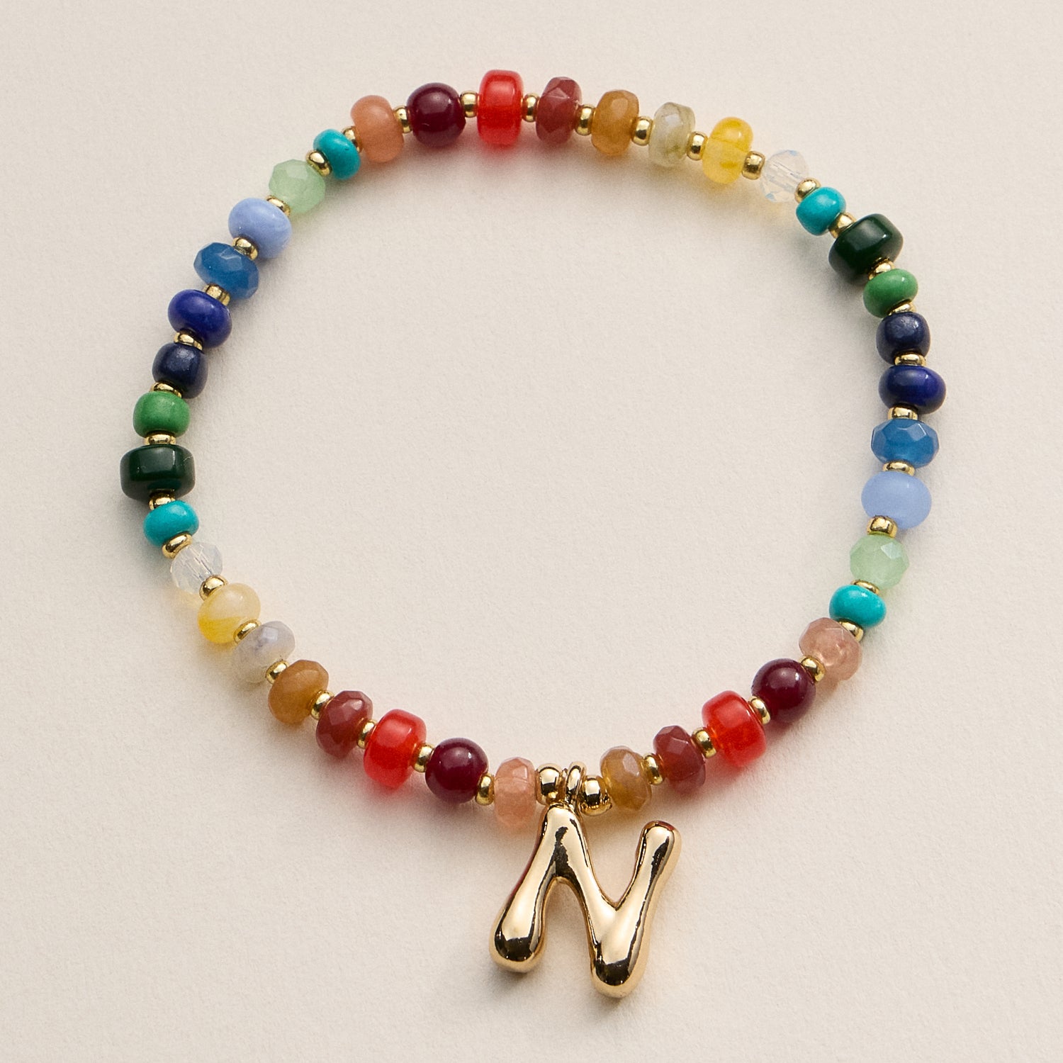 Assorted Colorful Beaded Initial Bracelet – Set of 16 Letters