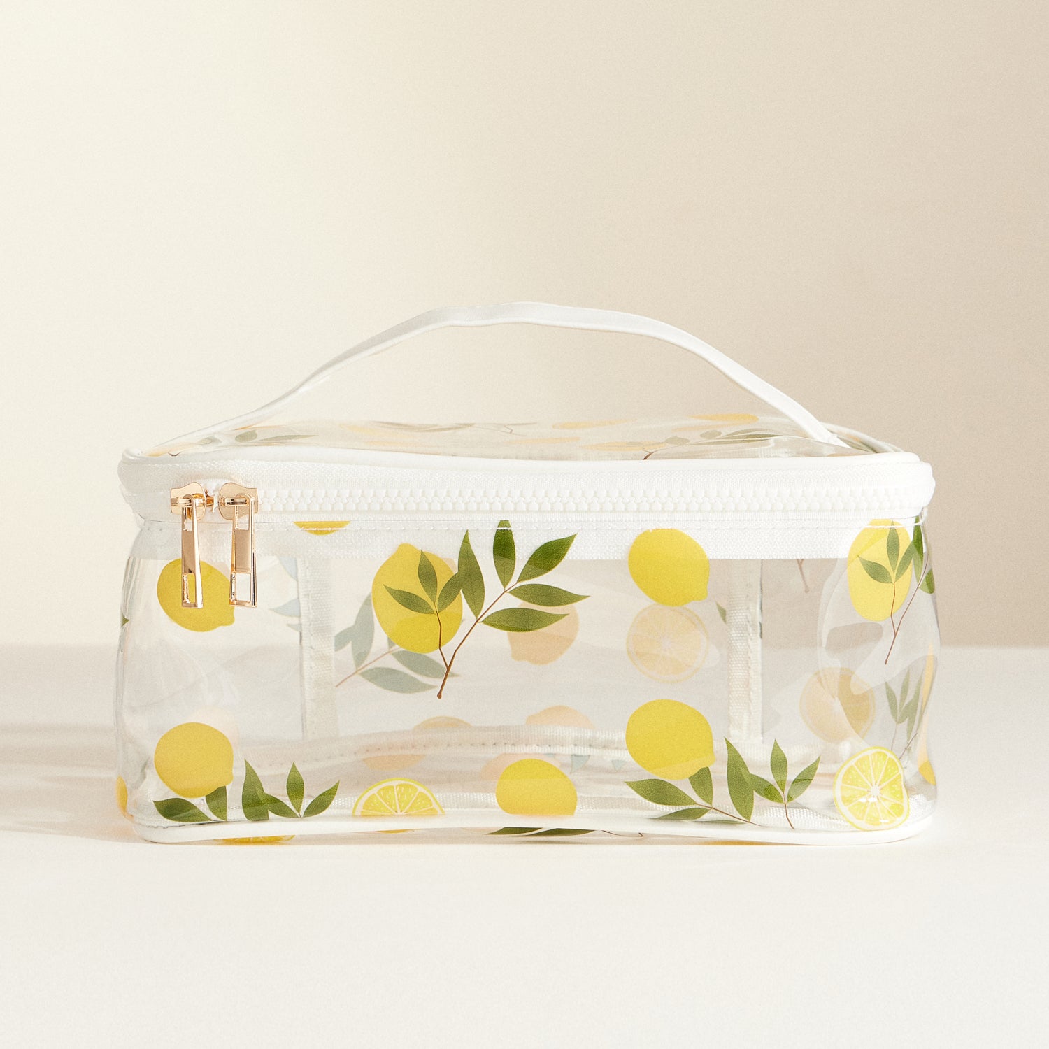 Fruit-Print Clear Makeup Bag with Handle – Travel-Ready Organizer