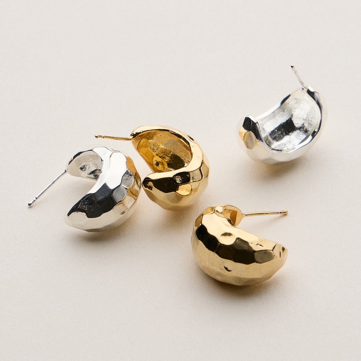 18K Gold Dipped Chunky Hammered Hoops