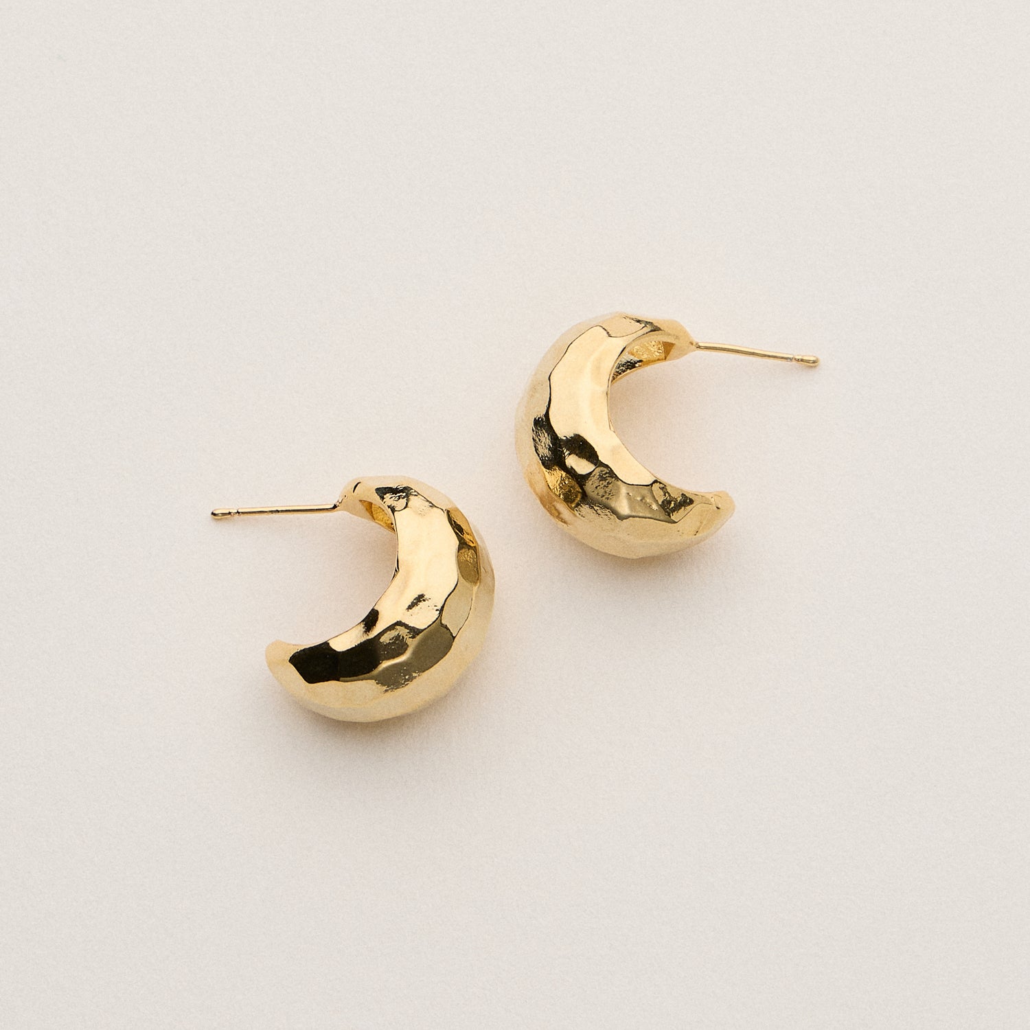 18K Gold Dipped Chunky Hammered Hoops