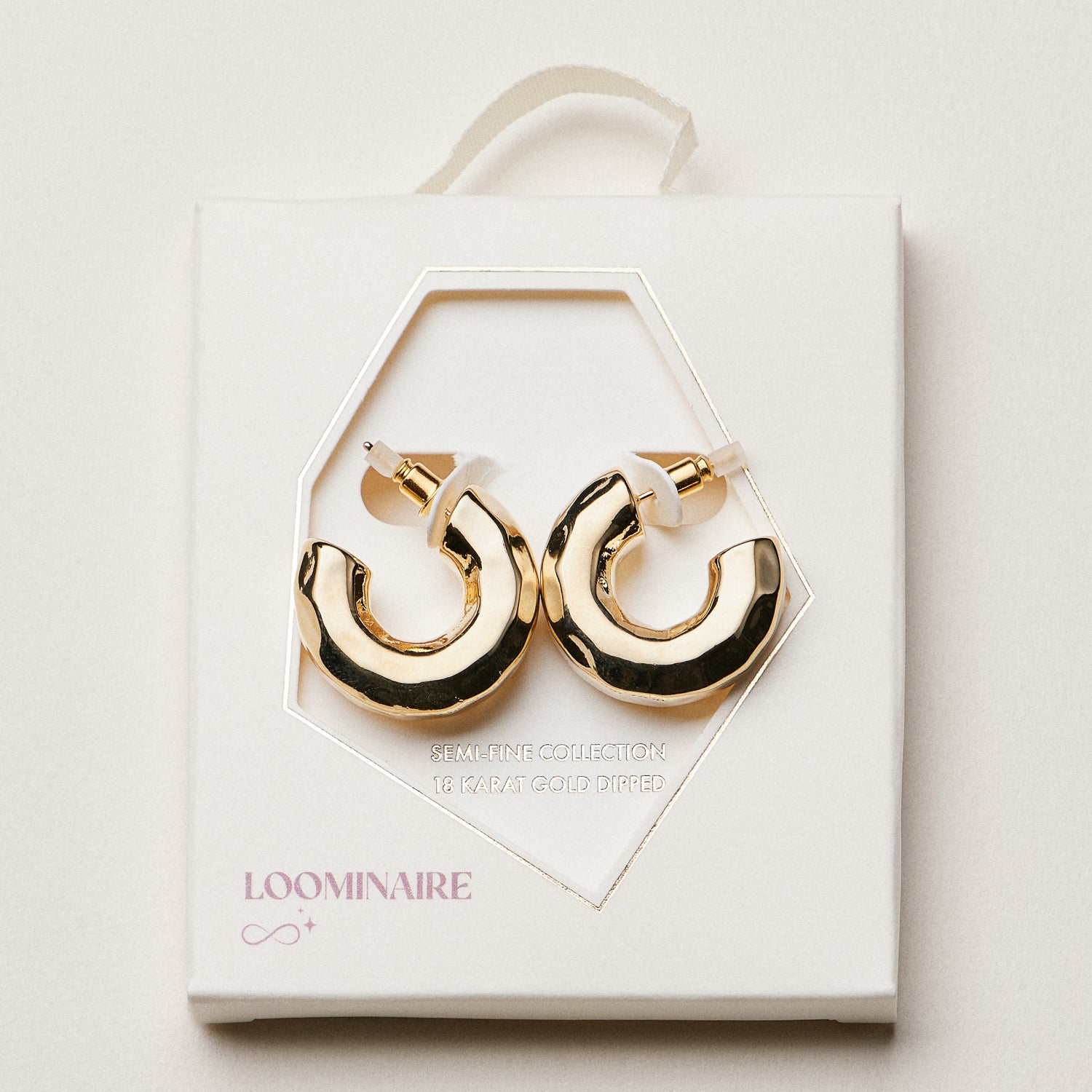 18K Gold Dipped Faceted Chunky Hoop Earrings