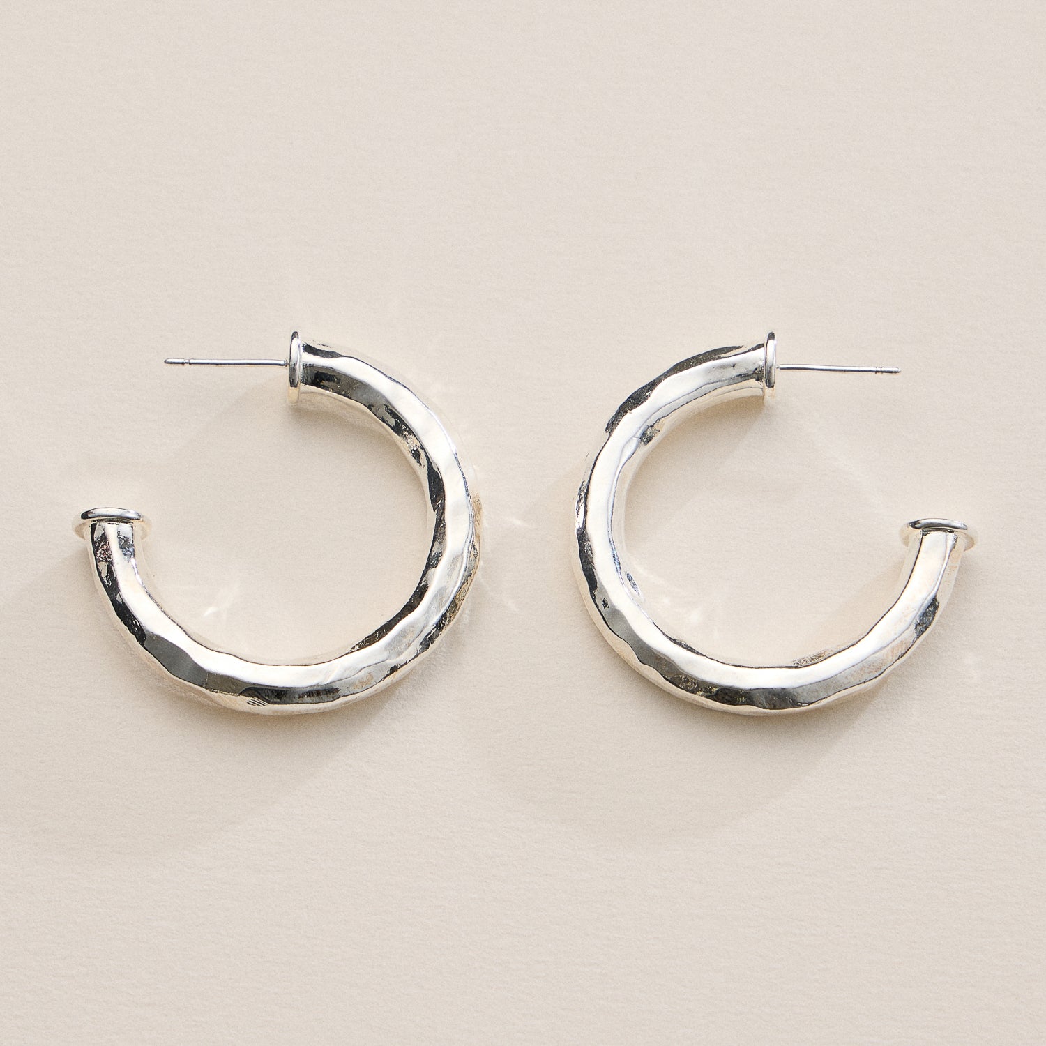 18K Gold Dipped Hammered Metal Hoop Earrings