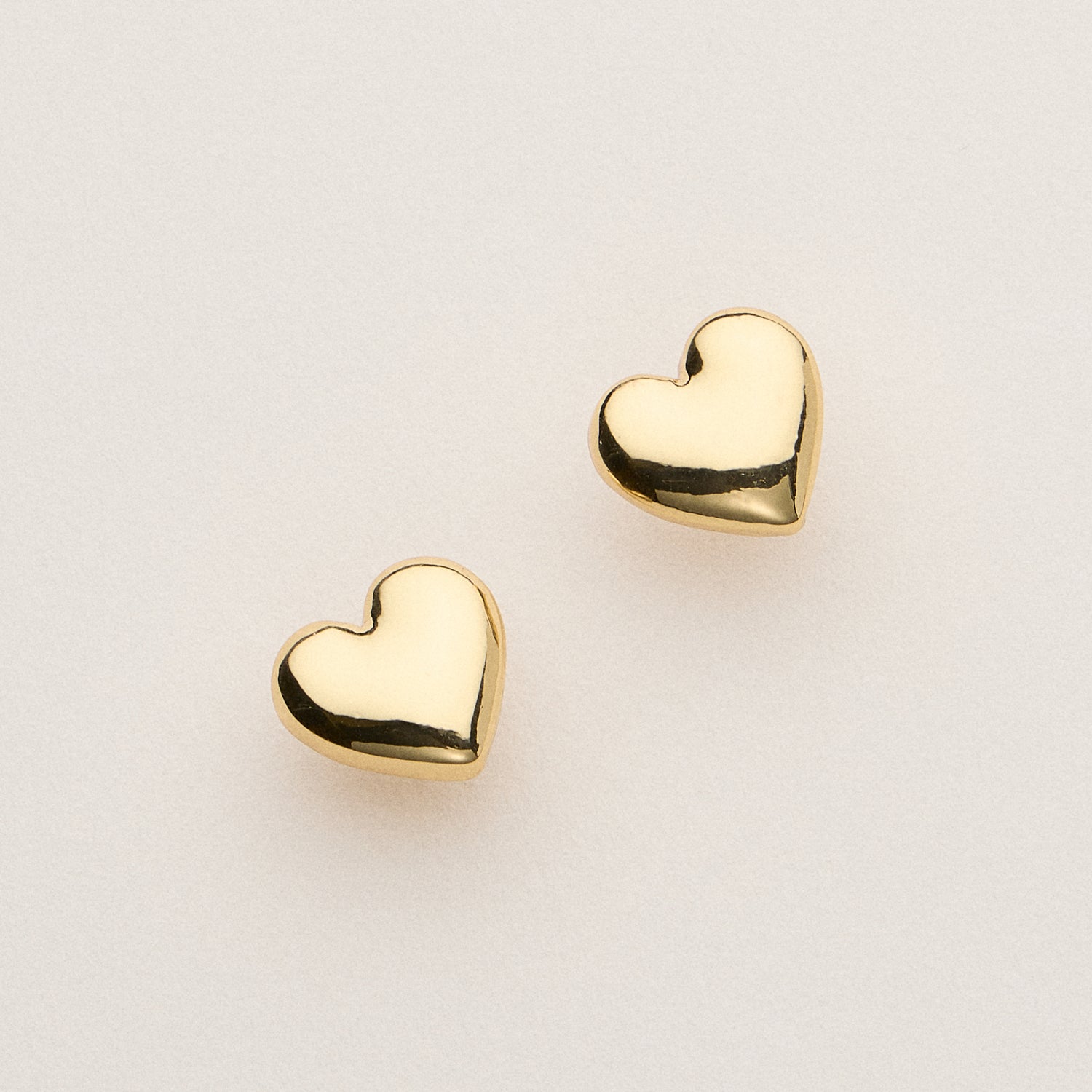 18K Gold-Dipped Polished Puffy Heart Stud Earrings