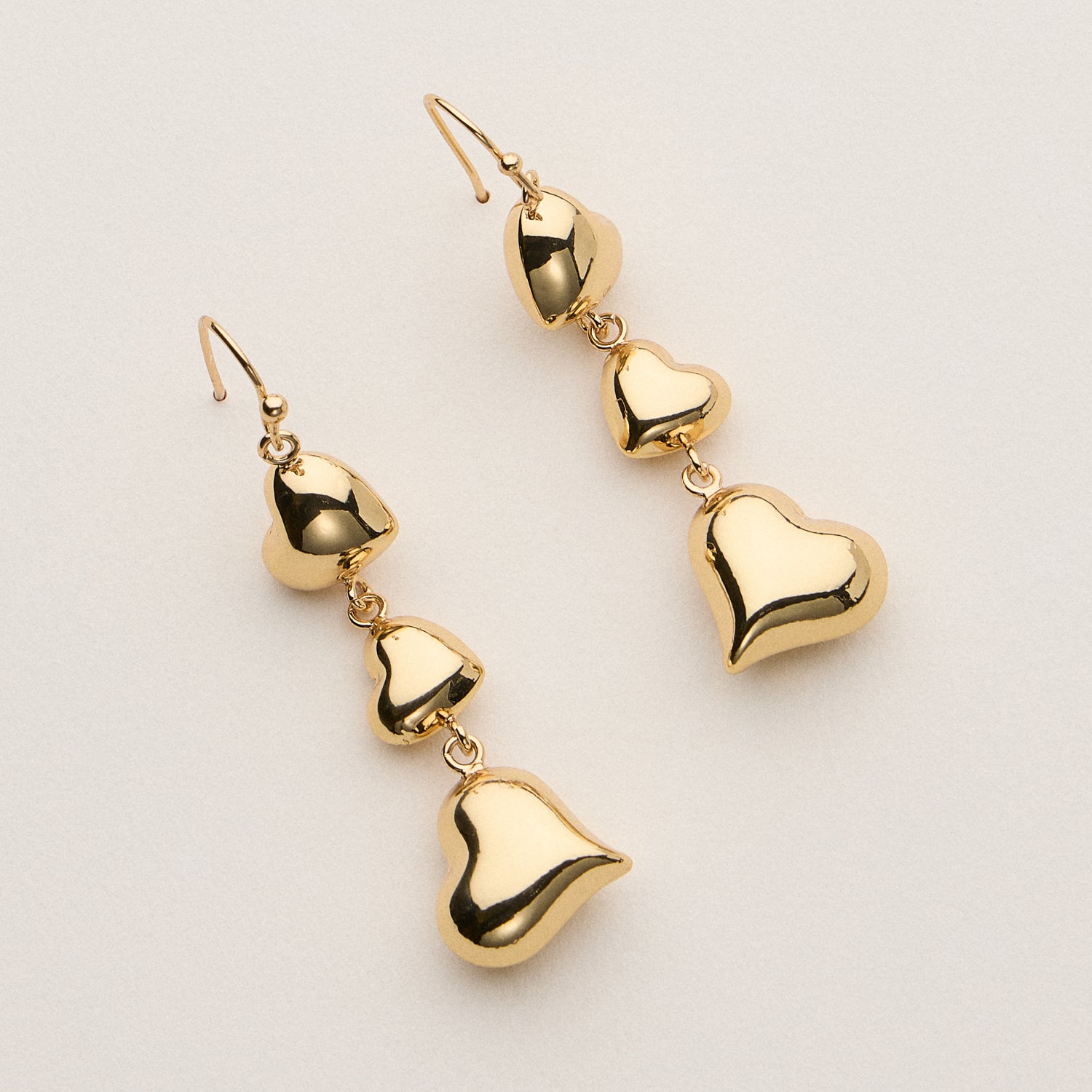 18K Gold-Plated Cascading Heart Drop Earrings