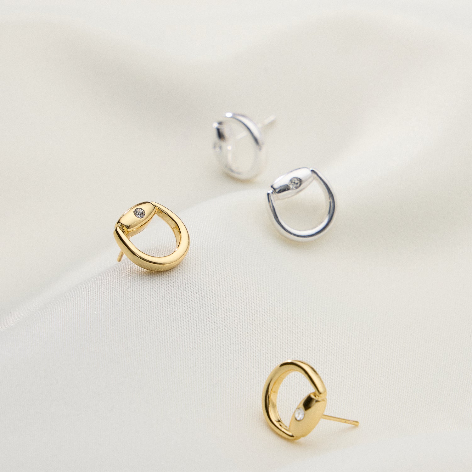 Gold Dipped Mini Buckle Studs - 18K Gold Dipped