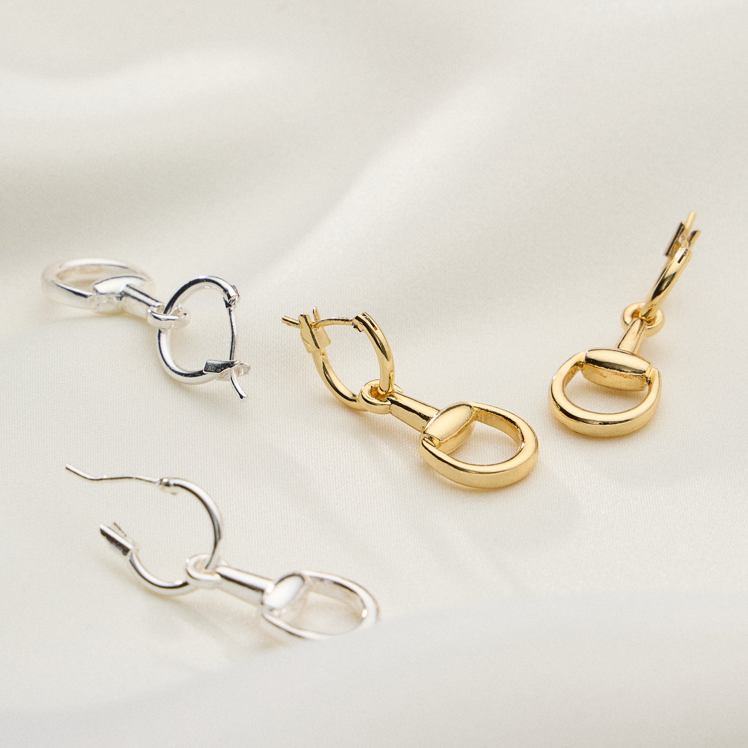 Gold Dipped Bit Charm Hoop Earrings - 18K Gold Plated