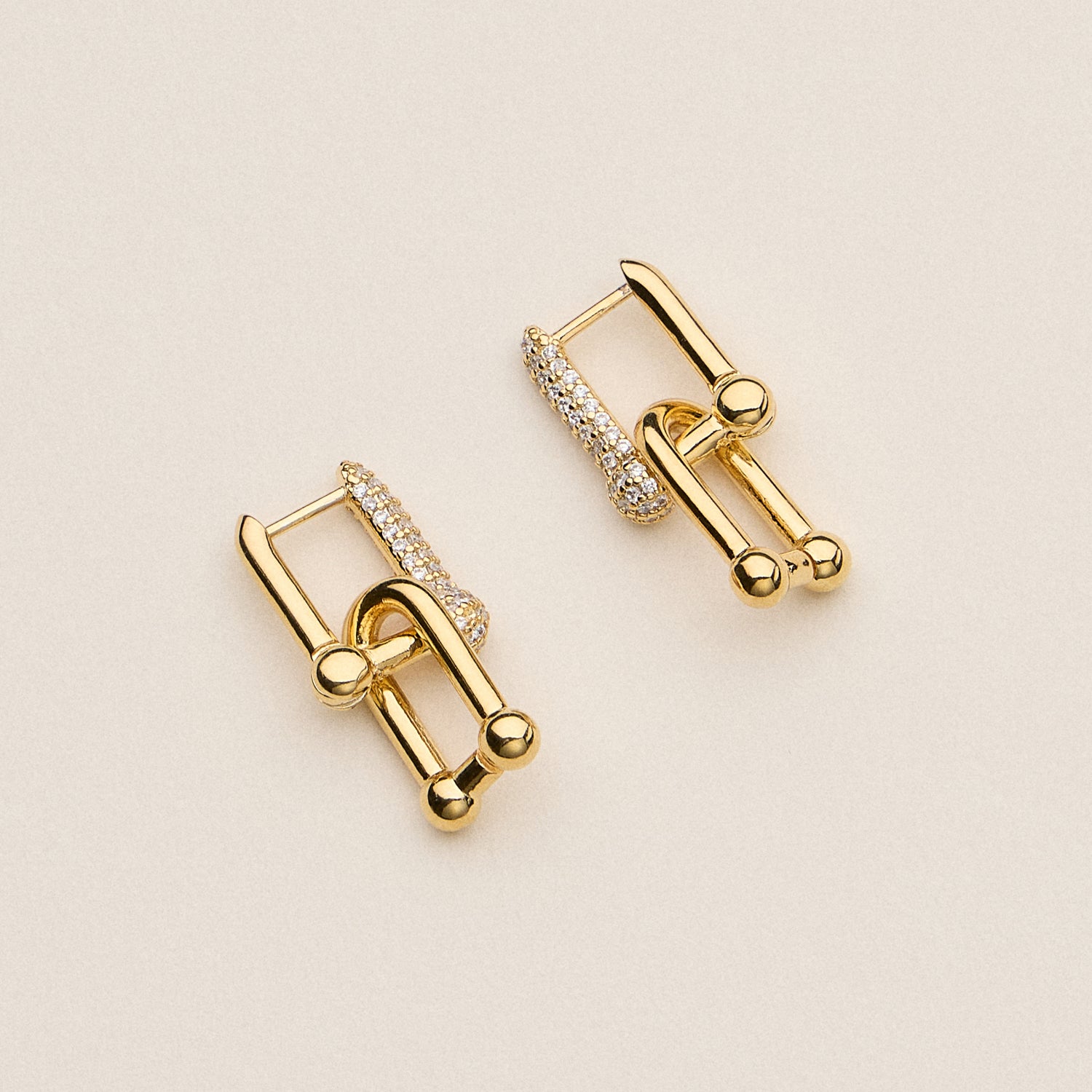 18K Gold-Dipped Crystal Lock Stud Earrings