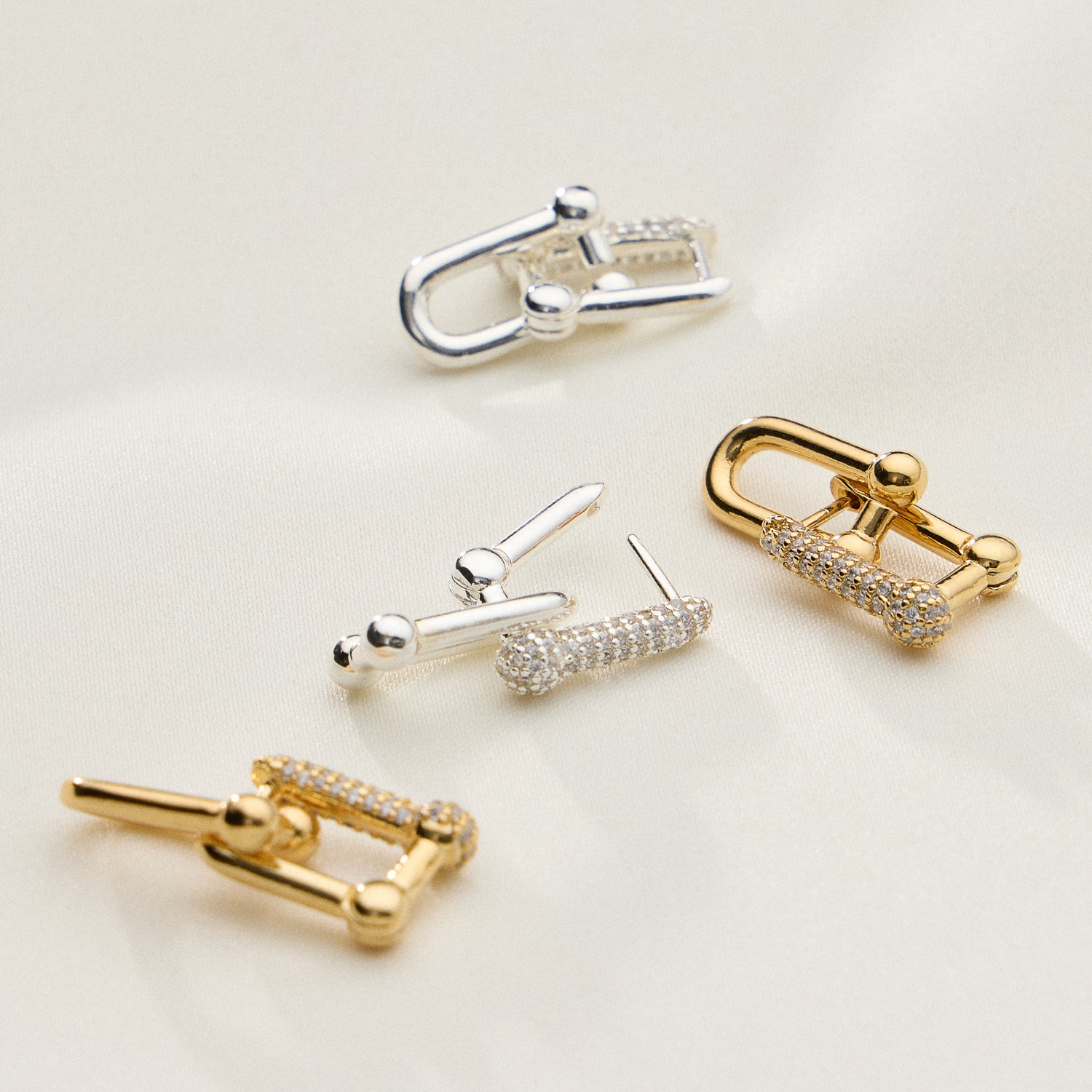 18K Gold-Dipped Crystal Lock Stud Earrings
