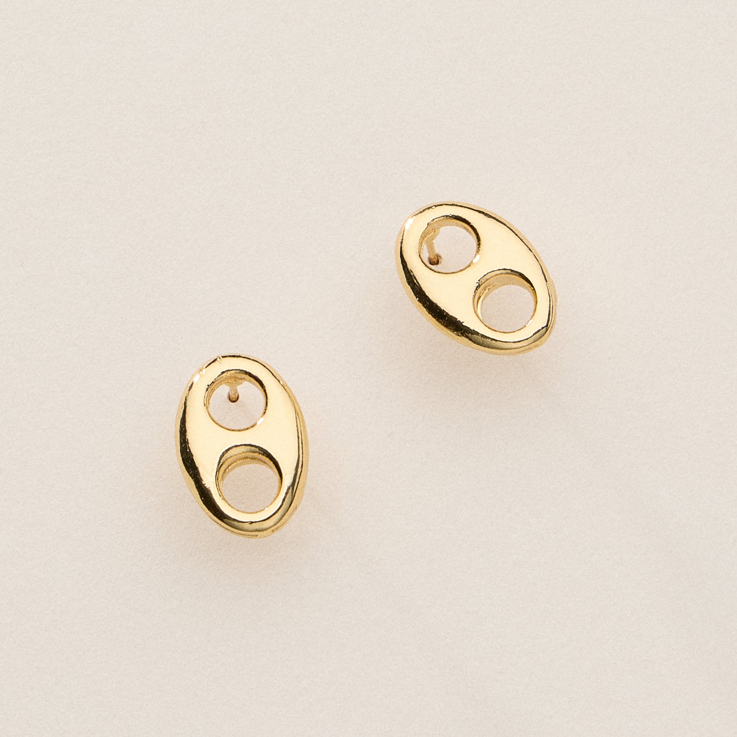 Sculpted Oval Cutout Studs in 18K Gold Finish