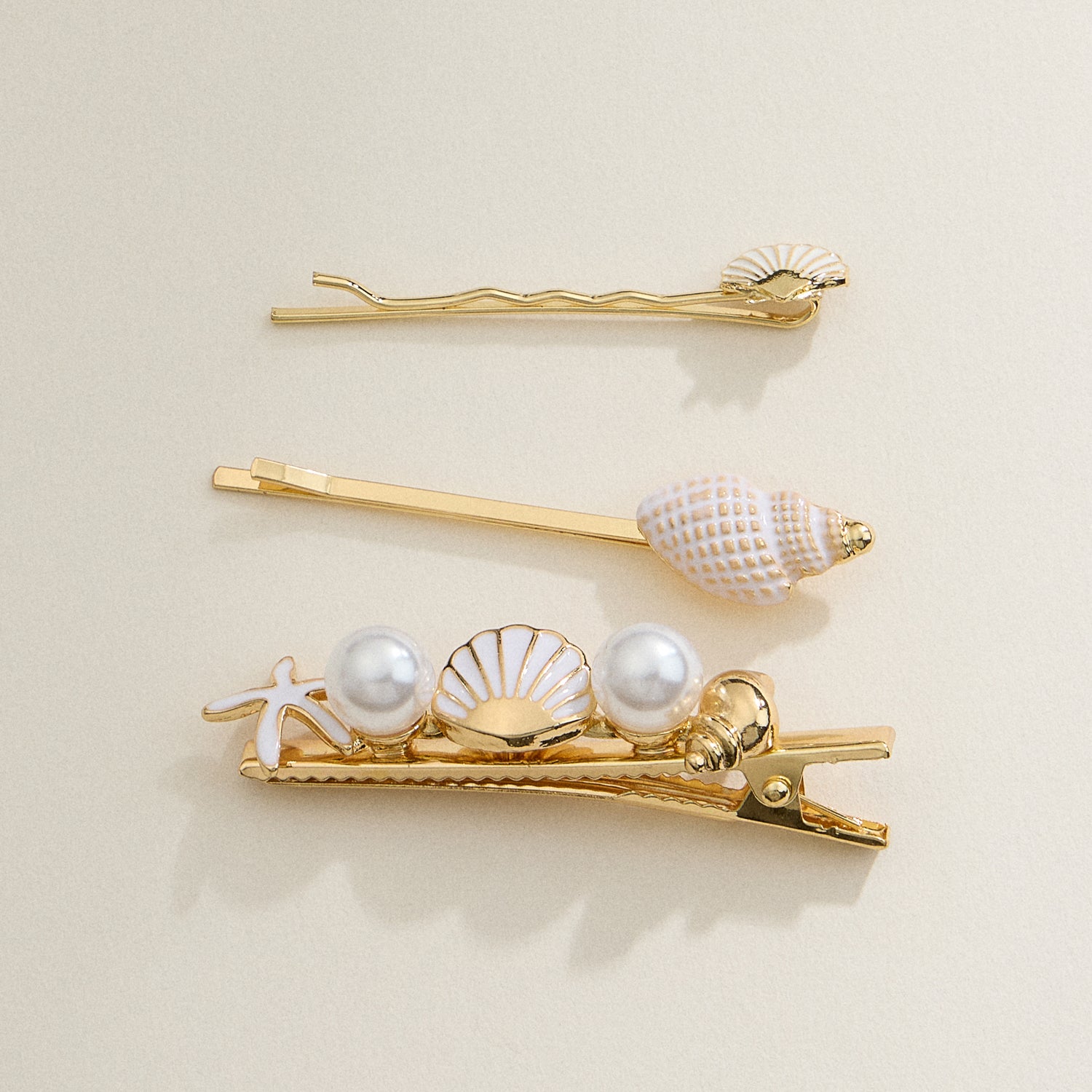 Refined Pearl & Shell Coastal Hair Clip Duo