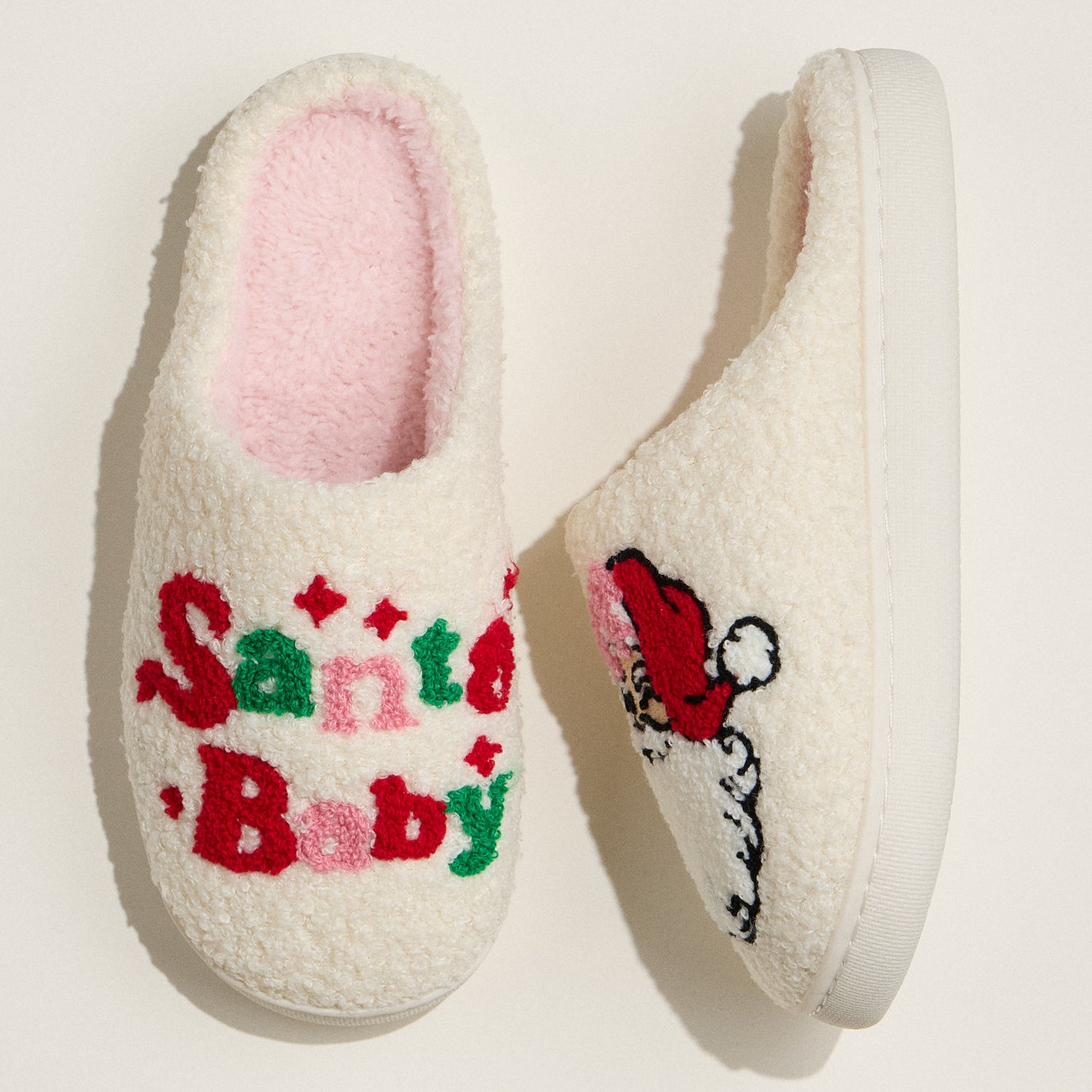 Velour Santa-Inspired Holiday Slippers – “Santa Baby” Edition