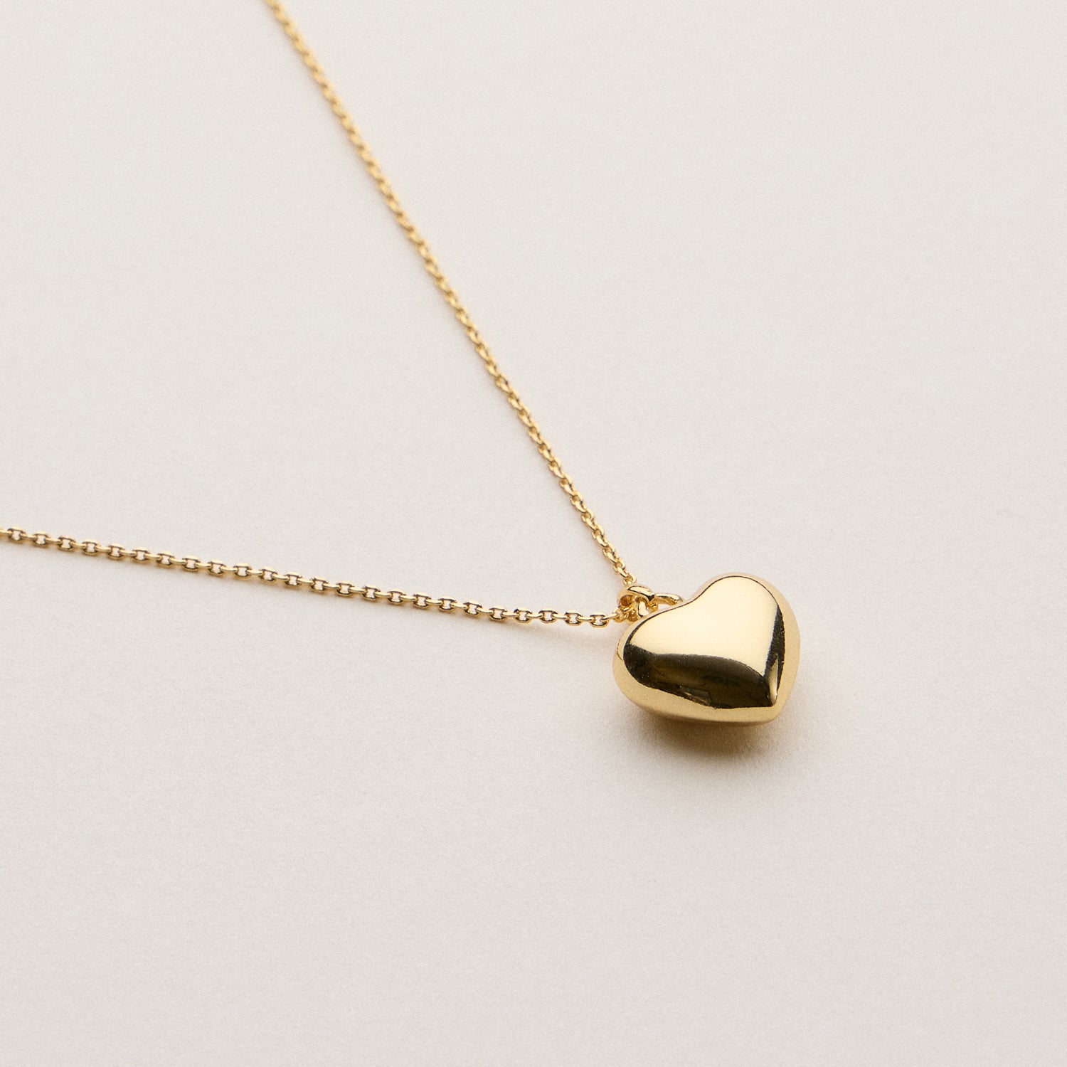 Puffed Heart Pendant Necklace - 18K Gold
