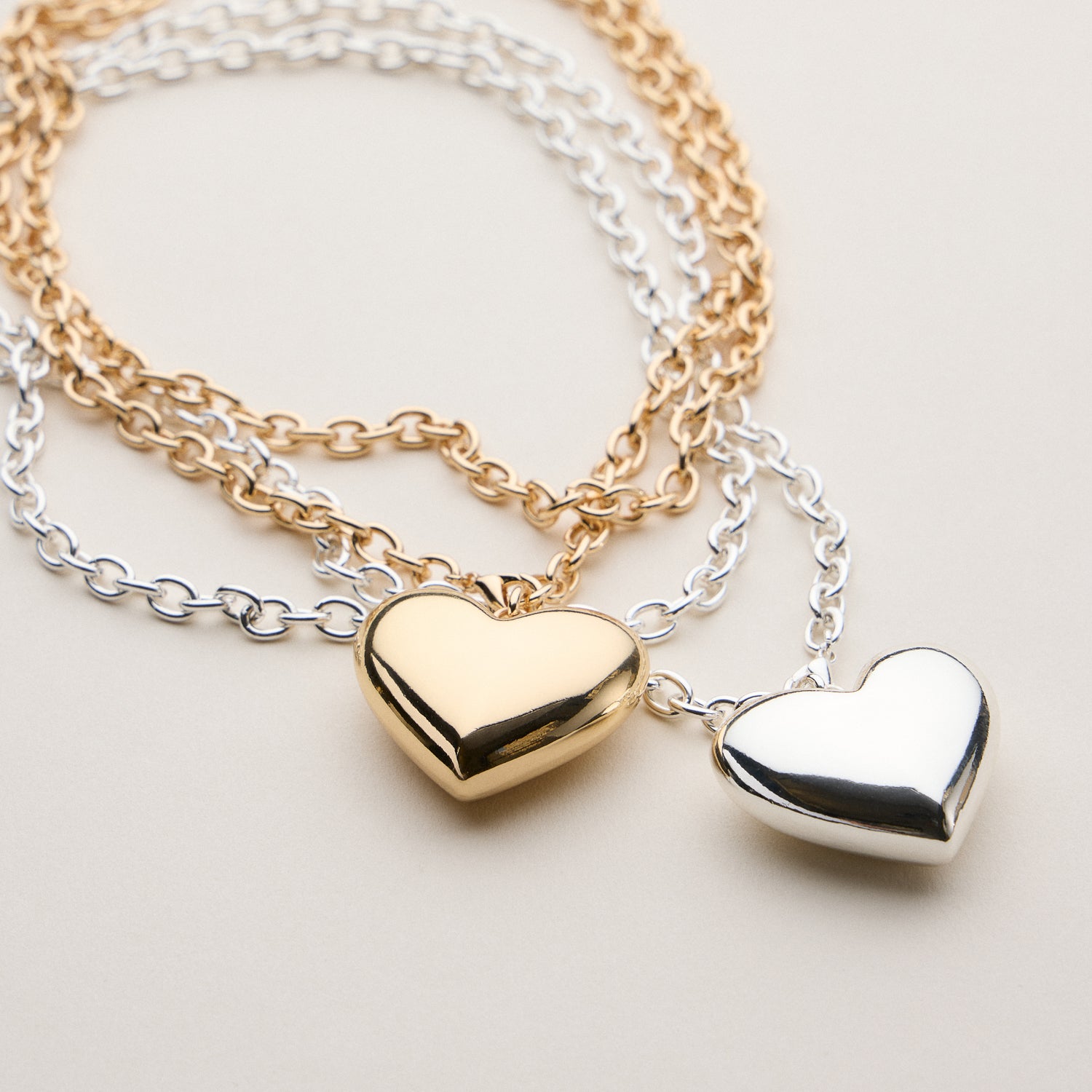 Gold Dipped Chunky Heart Pendant Necklace -18K