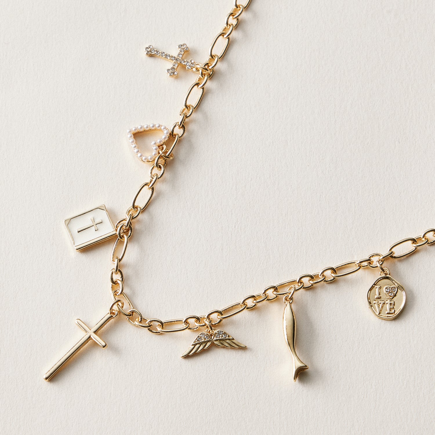 18K Gold-Dipped Faith & Love Charm | Necklace