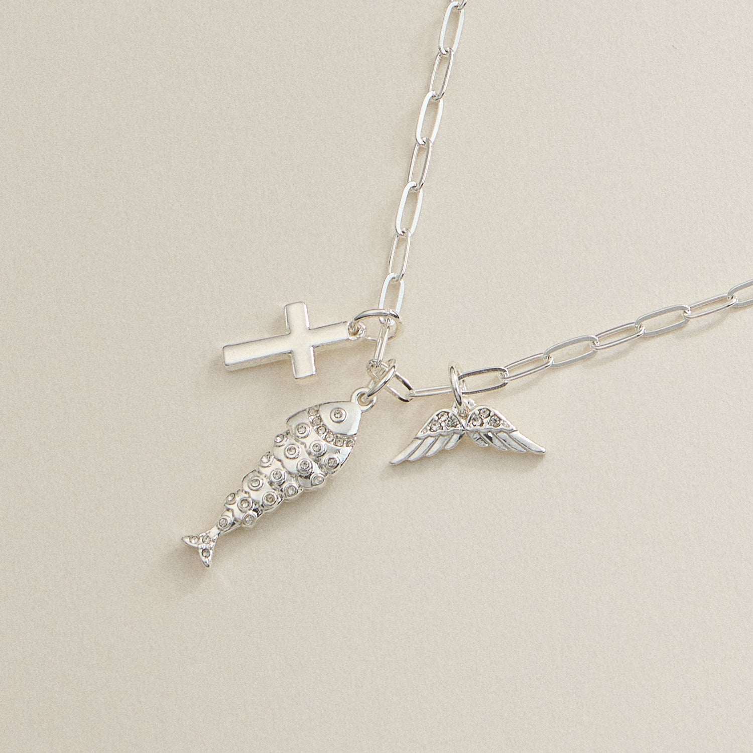 18K Gold-Dipped Faith Charm Necklace Set