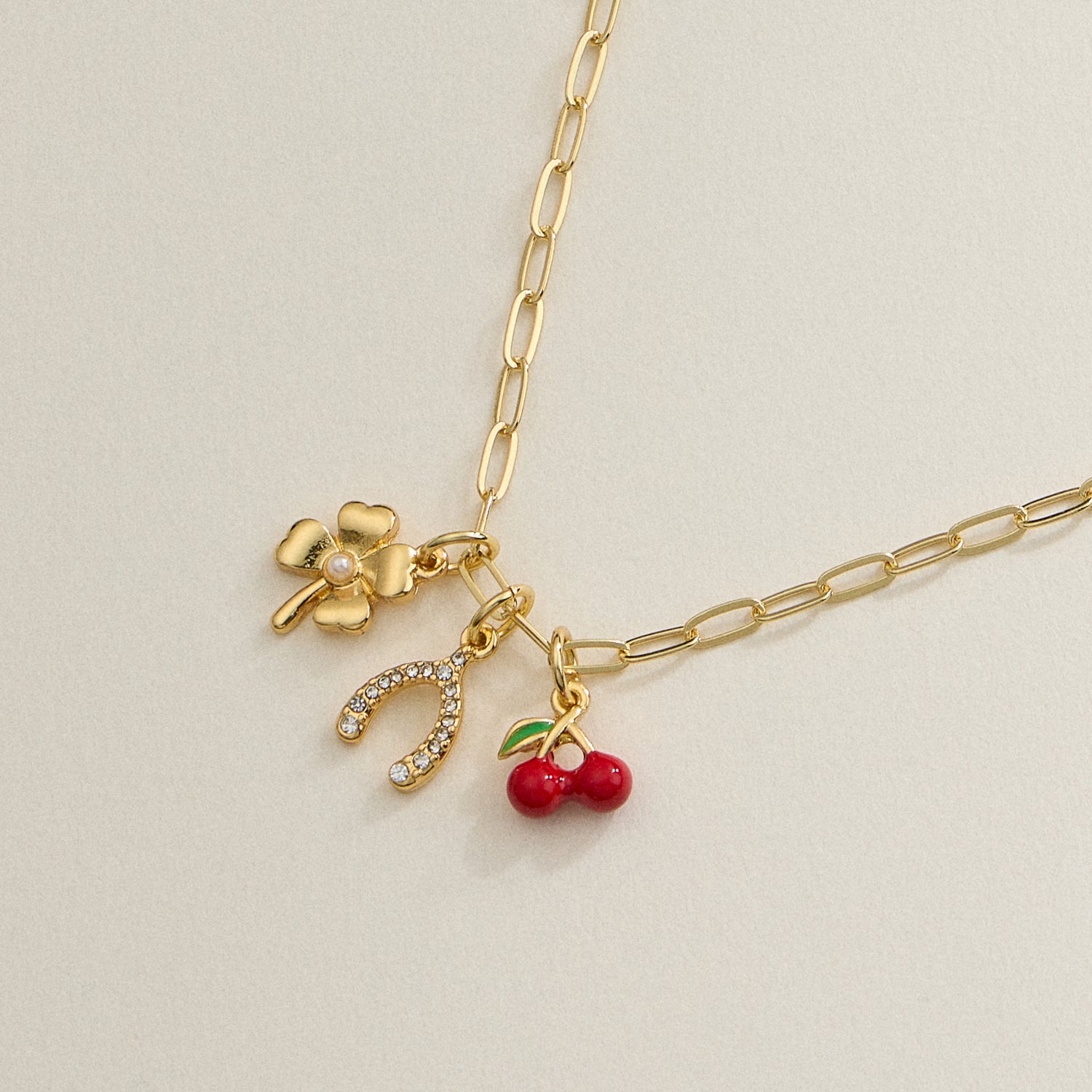18K Gold Lucky Charm Necklace Trio