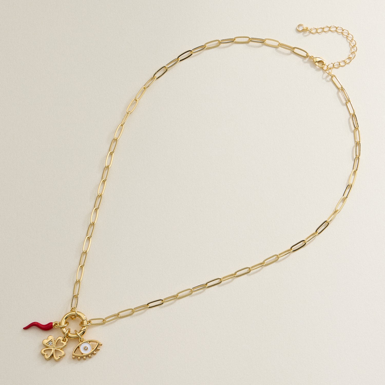 18K Gold-Dipped Prosperity Charm Necklace