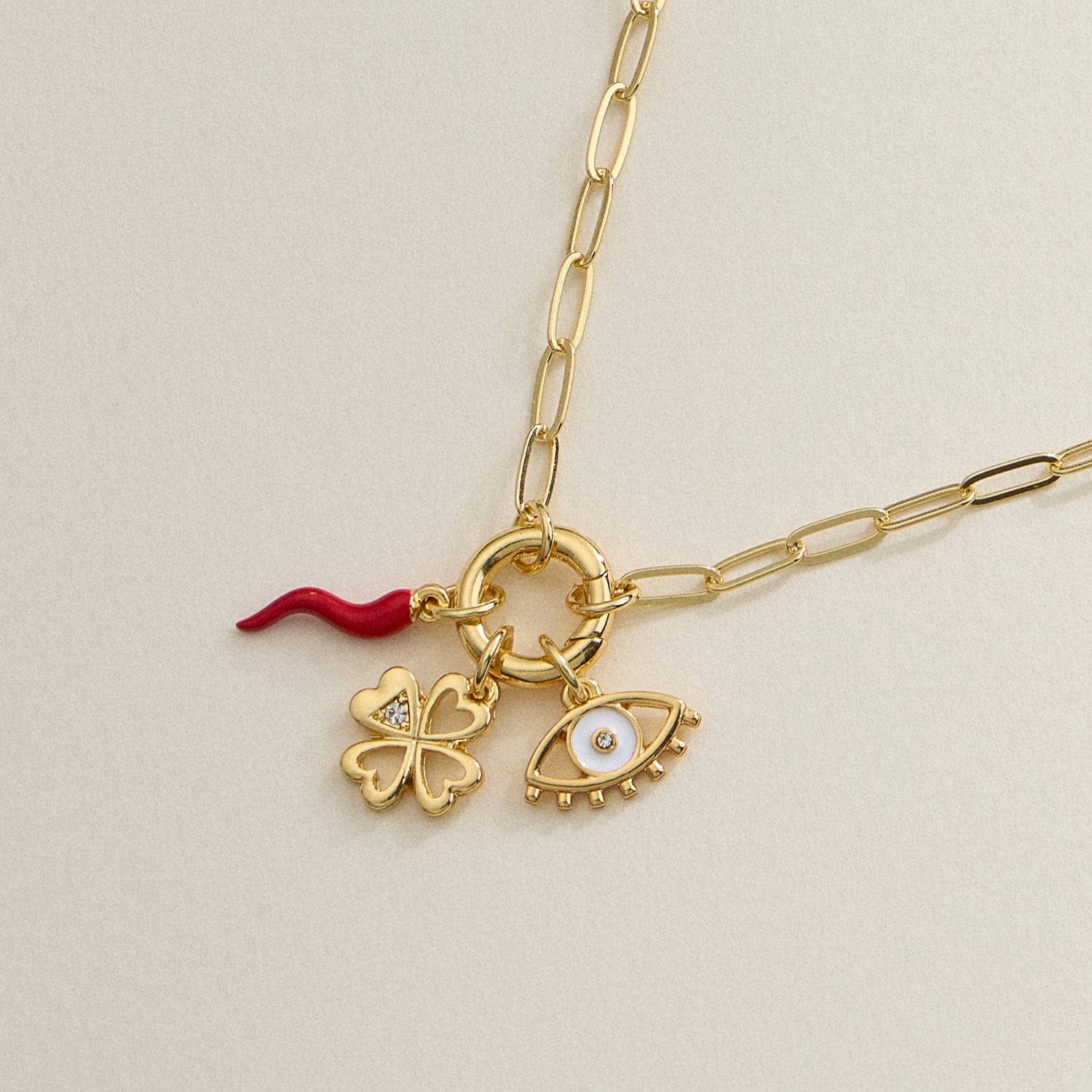 Protect and Prosper Charm Necklace - 18K Gold Dip