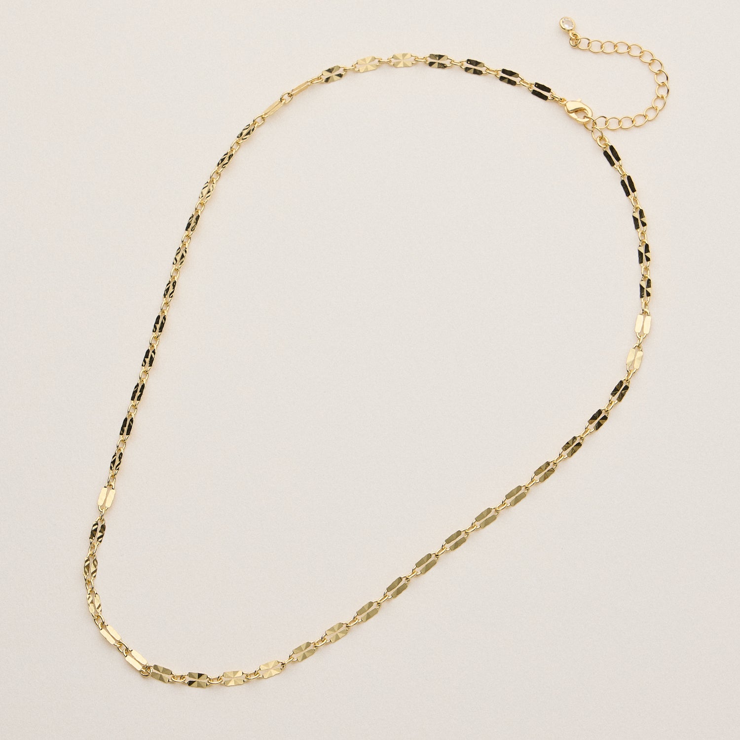Textured Link Adjustable Chain Necklace - 18K Gold Dip