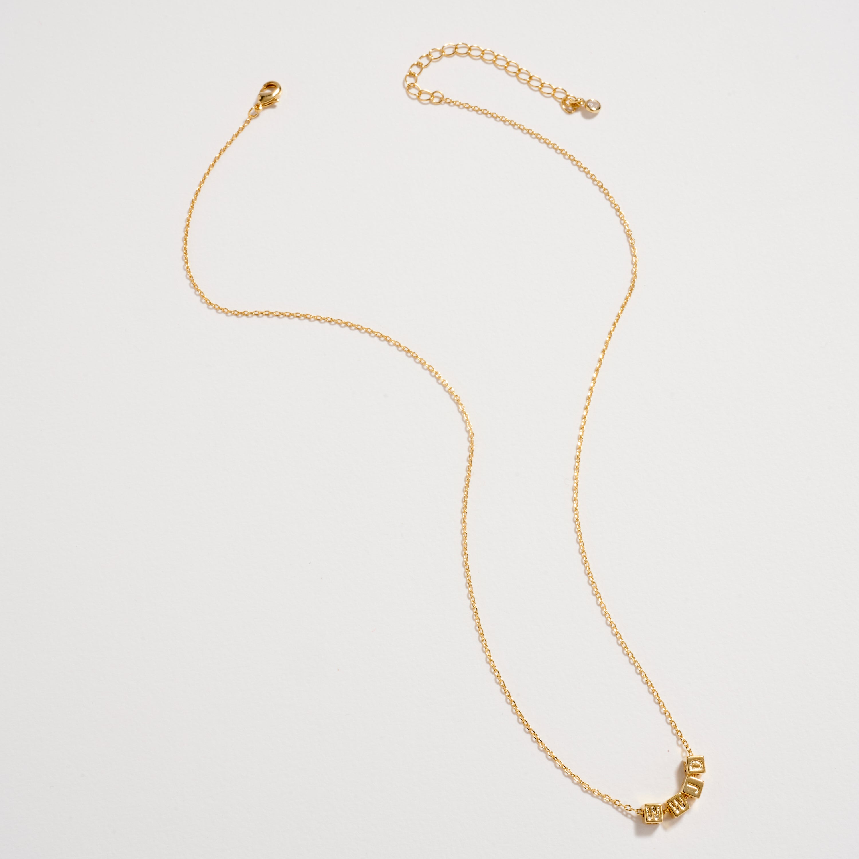 Gold Dipped WIFE Cube Letter Necklace | Minimalist Chain Pendant, Semi-Fine Jewelry