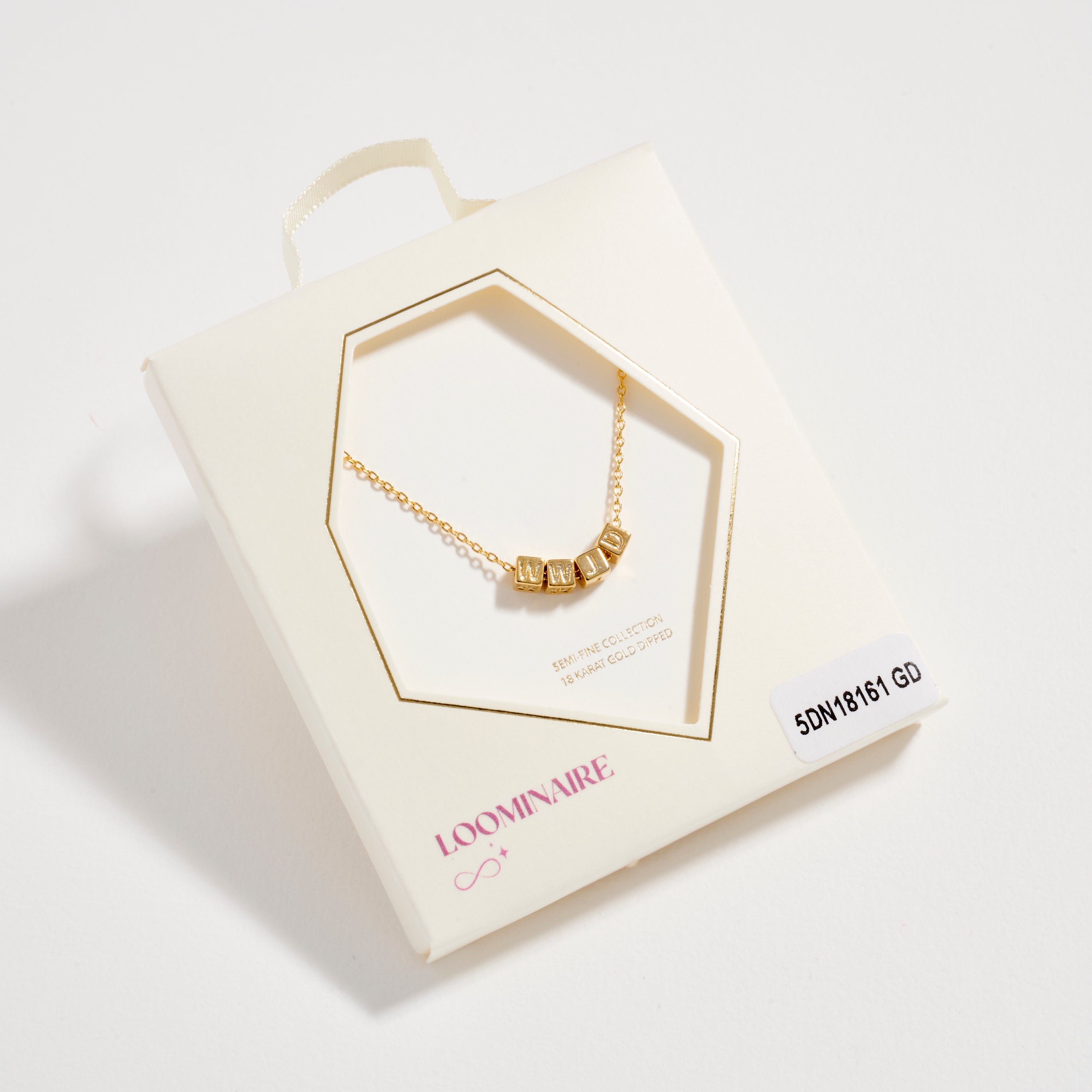 Gold Dipped WIFE Cube Letter Necklace | Minimalist Chain Pendant, Semi-Fine Jewelry