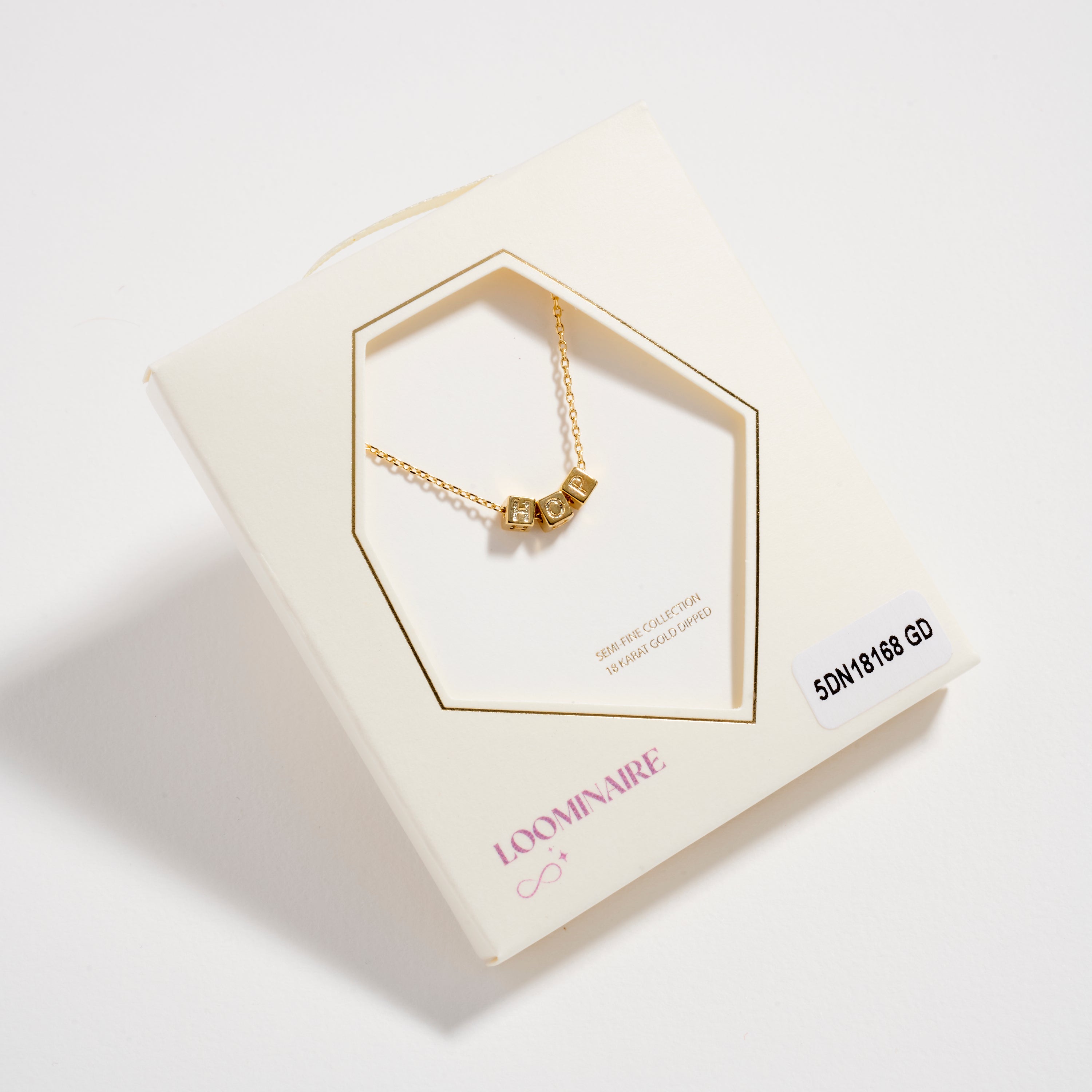 Gold Dipped “Hope” Cube Letter Necklace | 18K Gold Dipped Inspirational Word Necklace, Adjustable Dainty Chain