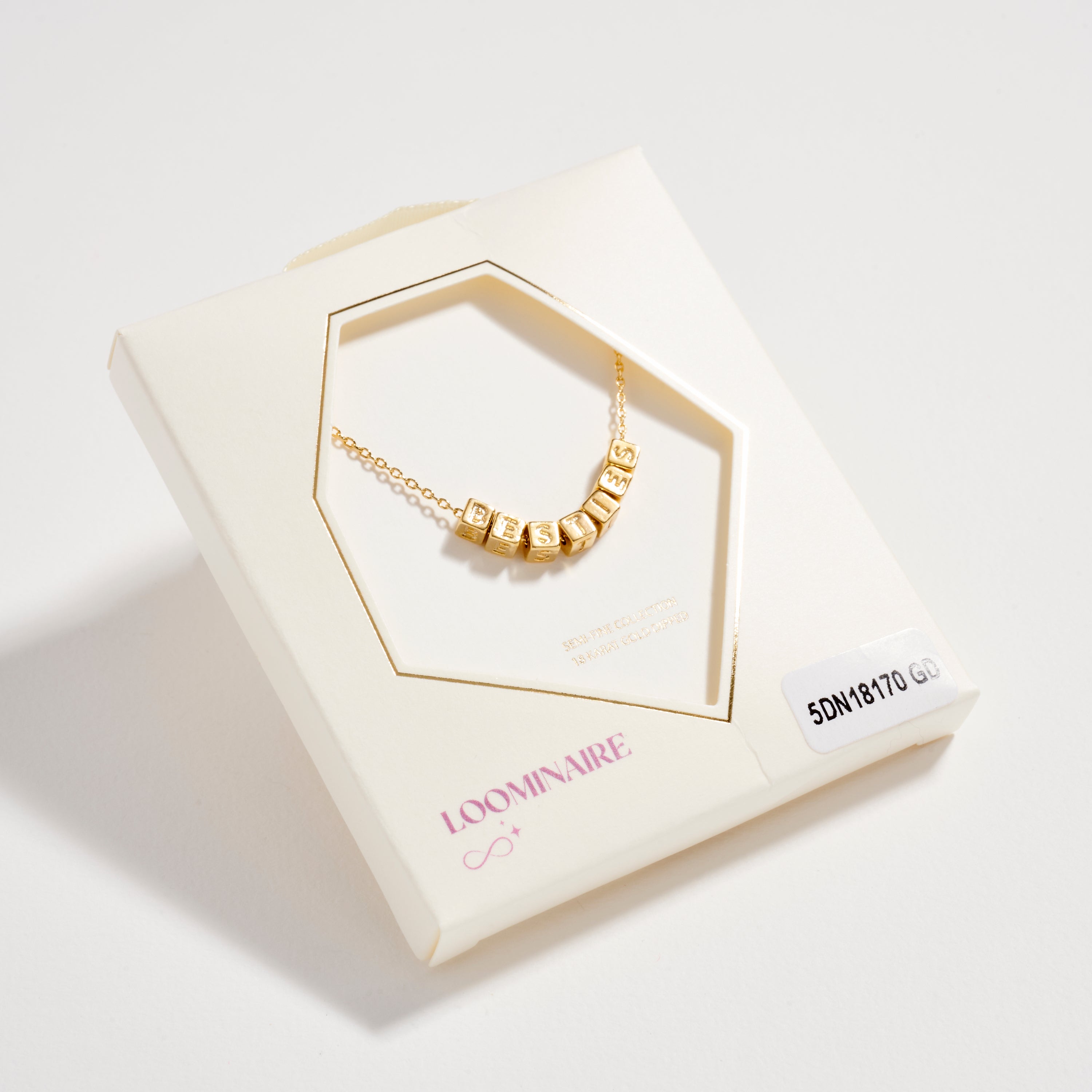 Gold Dipped 'Besties' Personalized Letter Bead Pendant Necklace | Minimalist Chain Pendant, Semi-Fine Jewelry