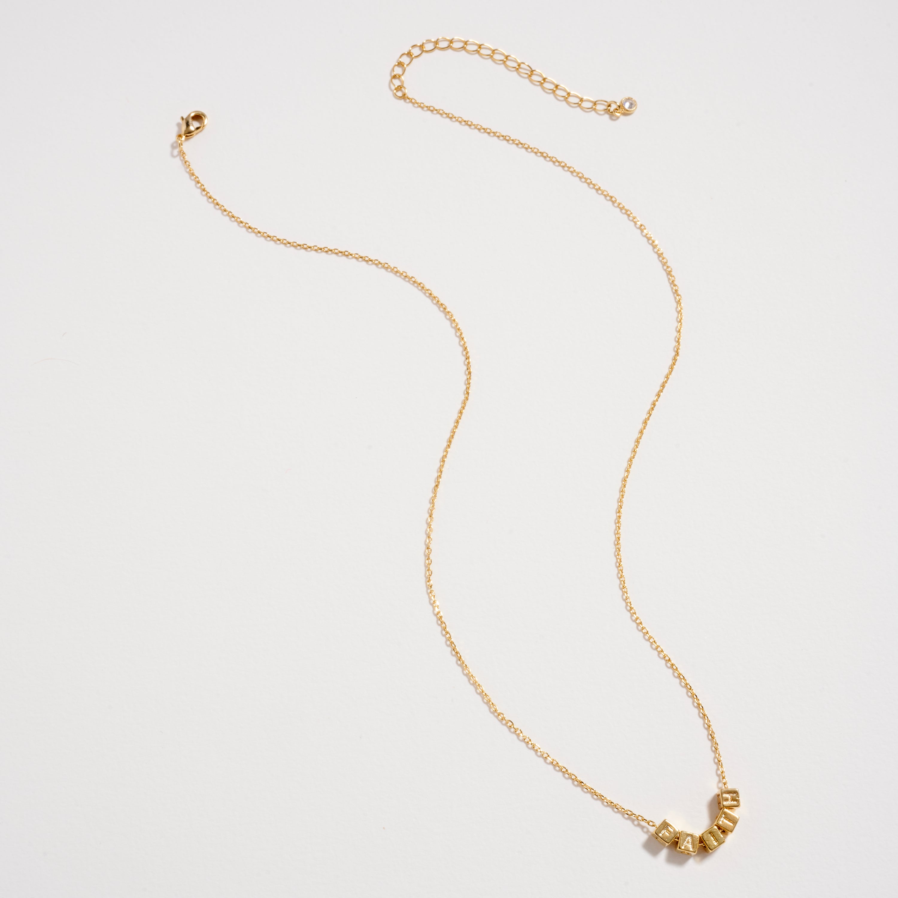 Gold Dipped FAITH Cube Letter Necklace | Minimalist Chain Pendant, Semi-Fine Jewelry