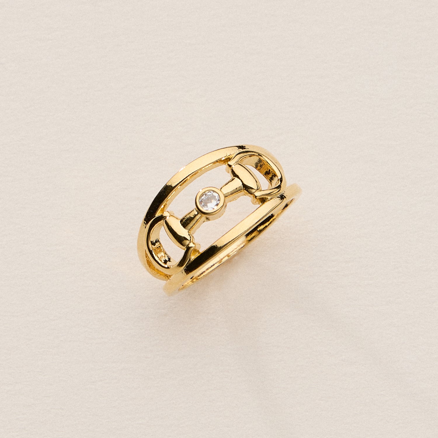 Double Band CZ Bit Ring – 18K Gold Dipped