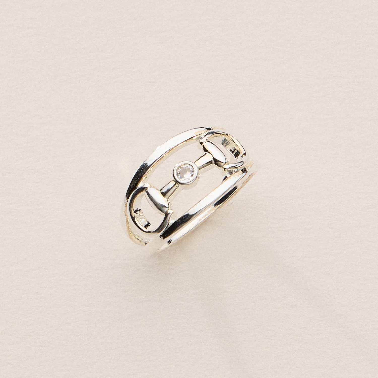 18K Gold-Dipped Double Band CZ Bit Ring